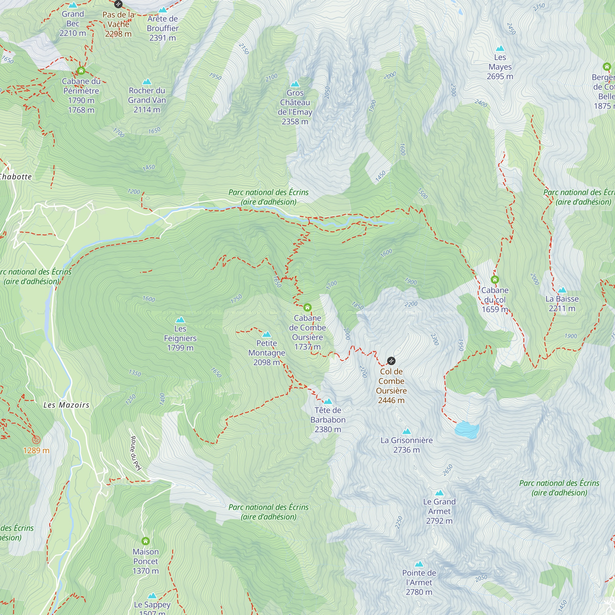 Cabane de Combe Oursière map