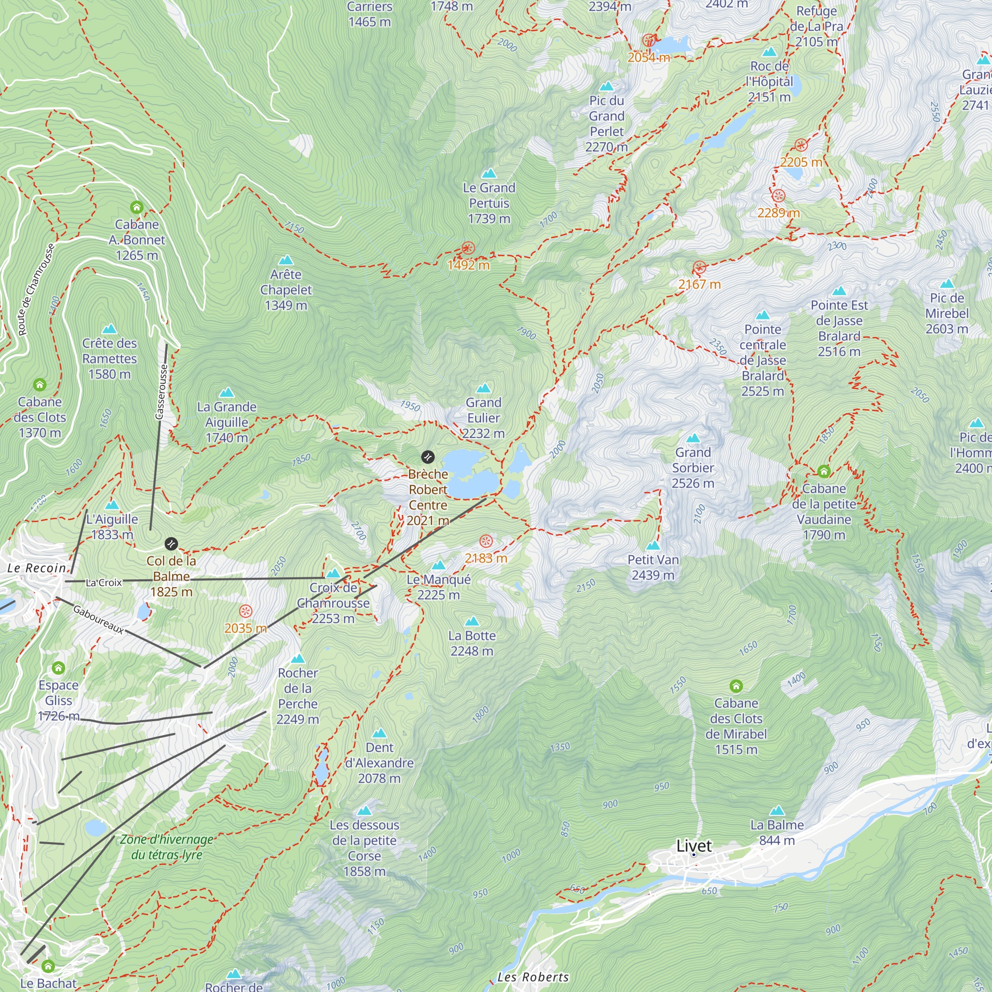 Cabane des lacs Roberts map