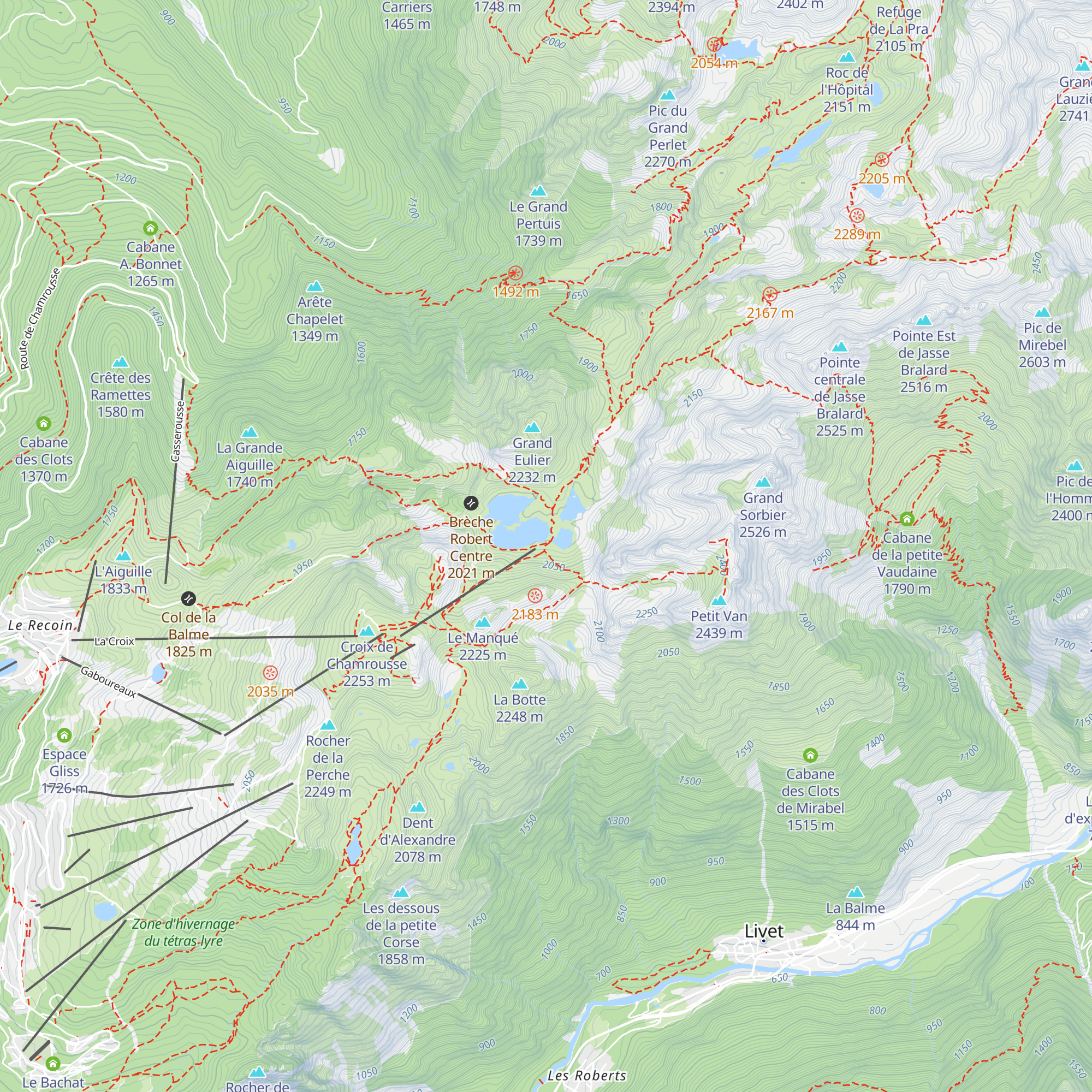 Cabane des lacs Roberts map