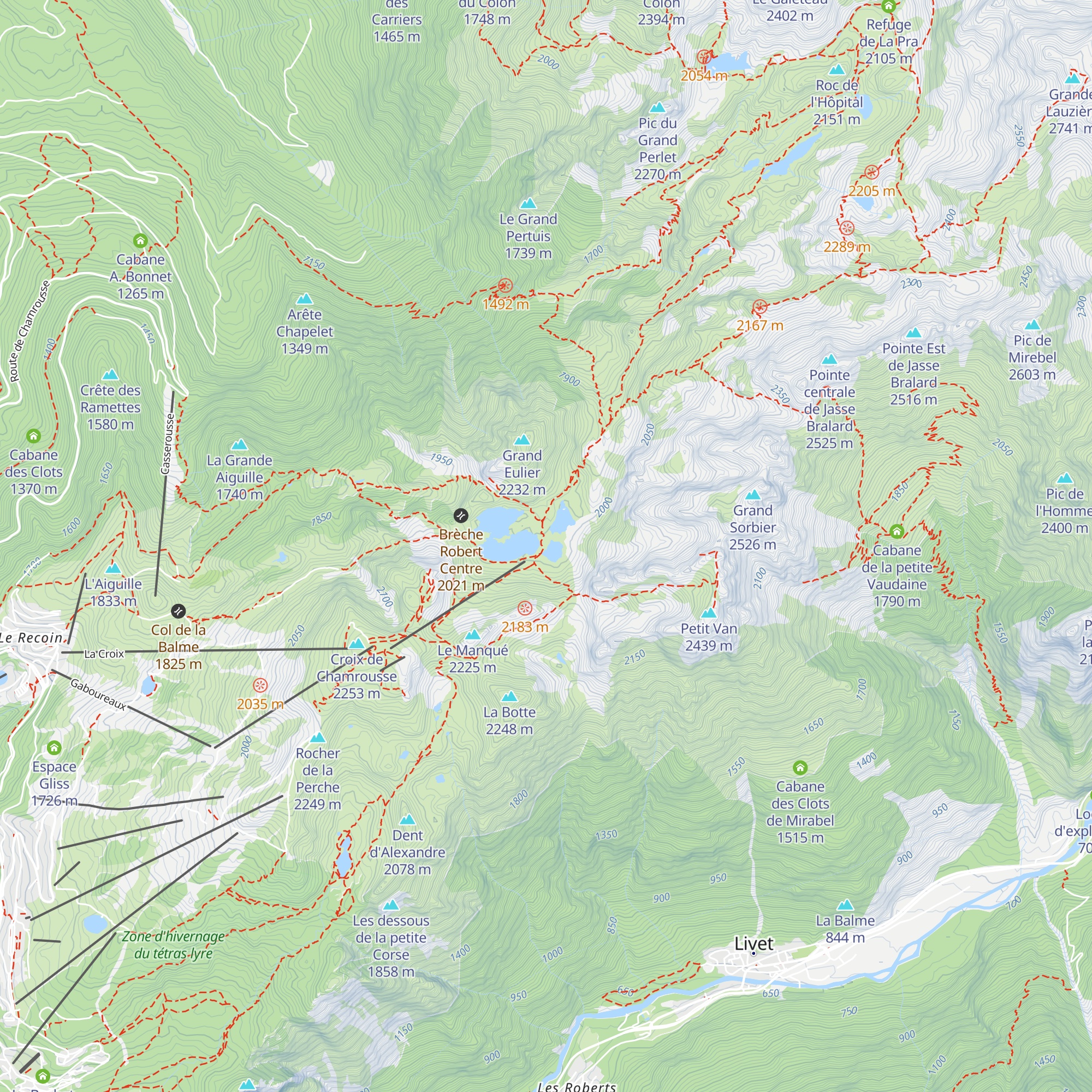 Cabane des lacs Roberts map