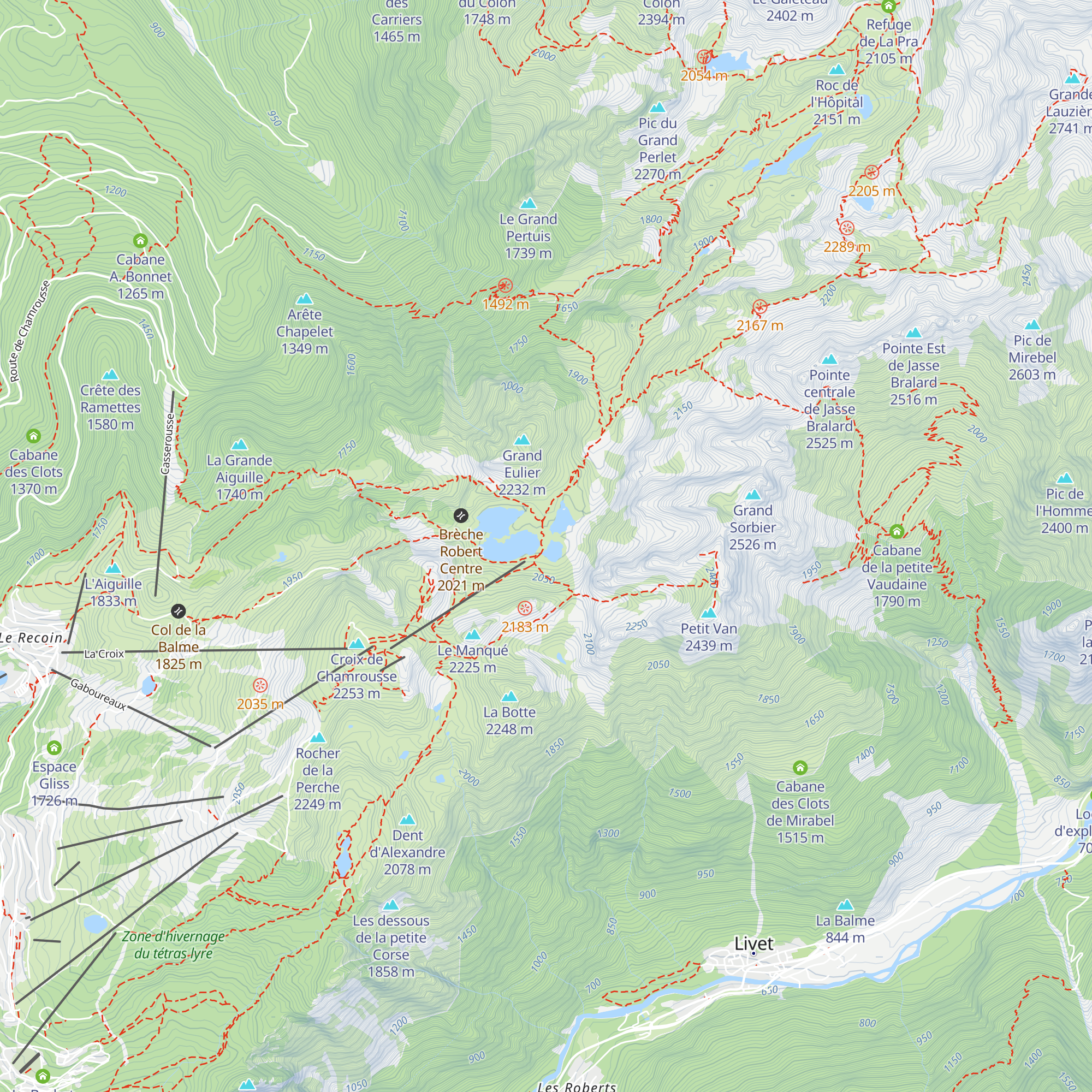 Cabane des lacs Roberts map