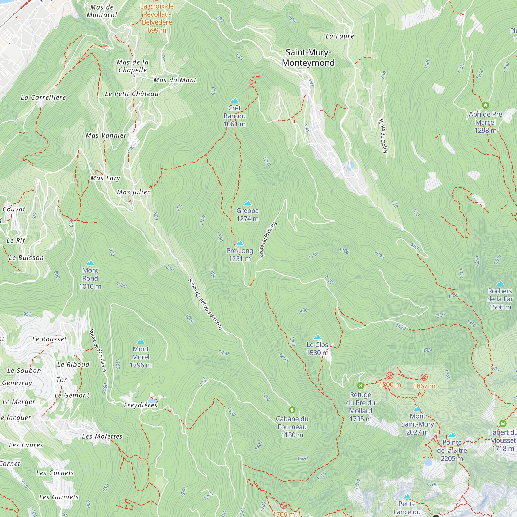 Abri forestier de Pré Long map