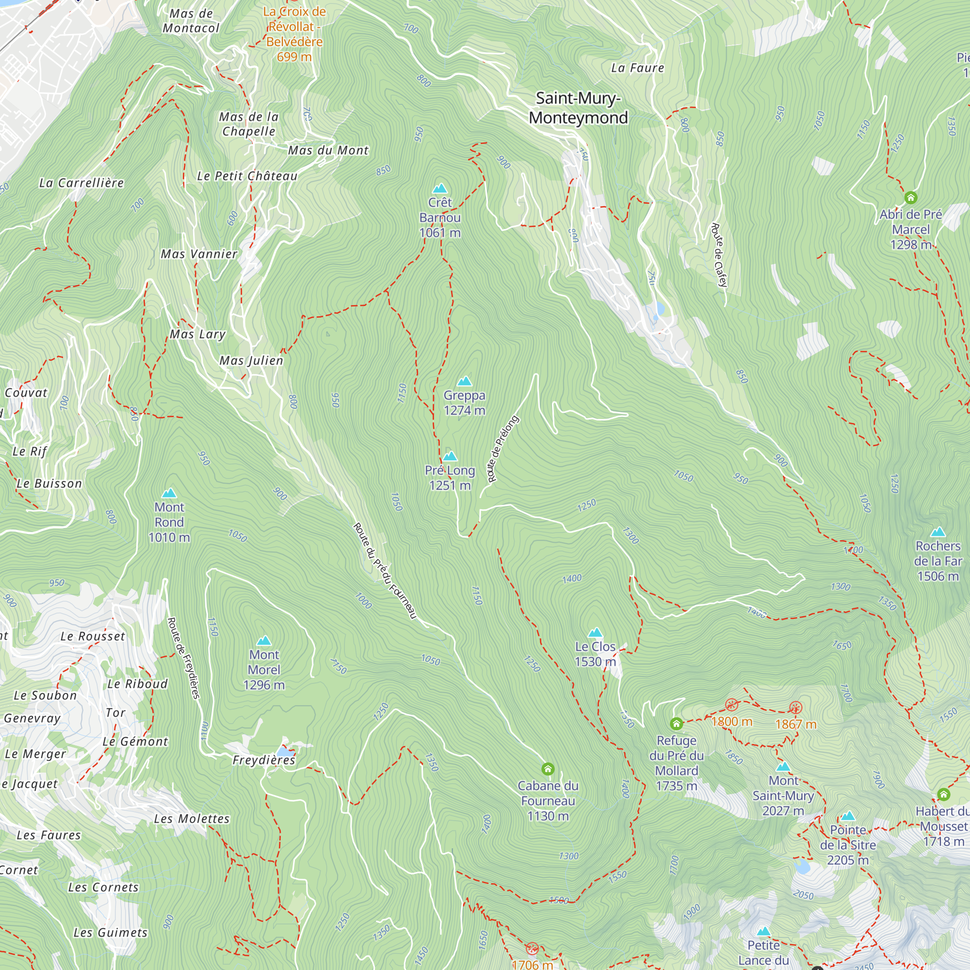 Abri forestier de Pré Long map