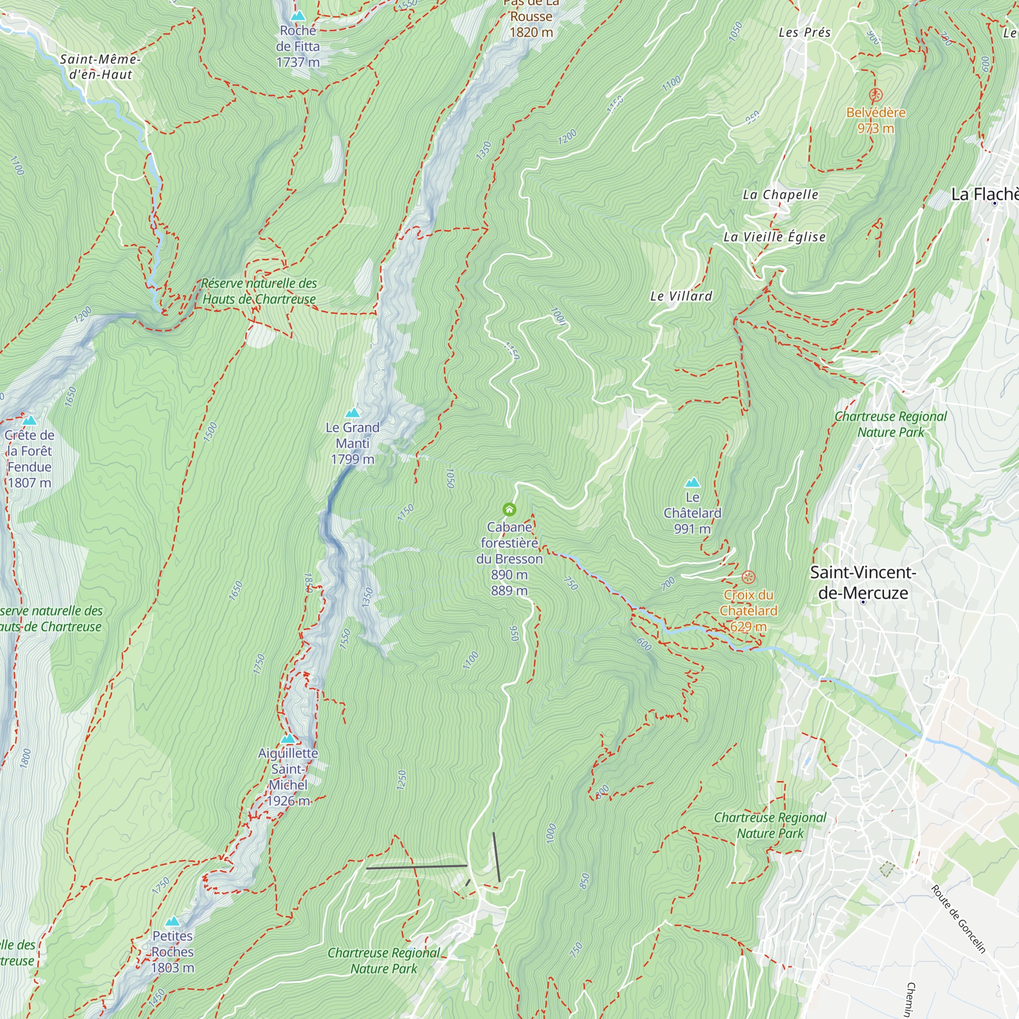 Cabane forestière du Bresson 890 m map