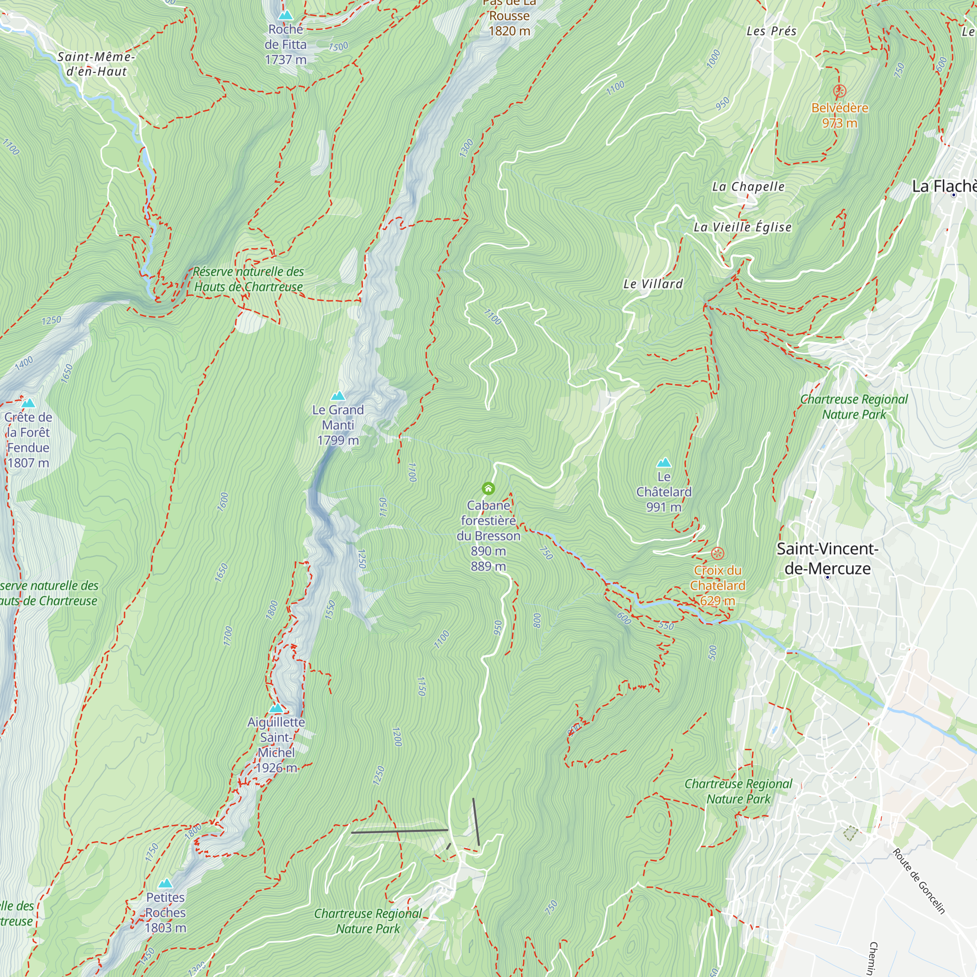Cabane forestière du Bresson 890 m map