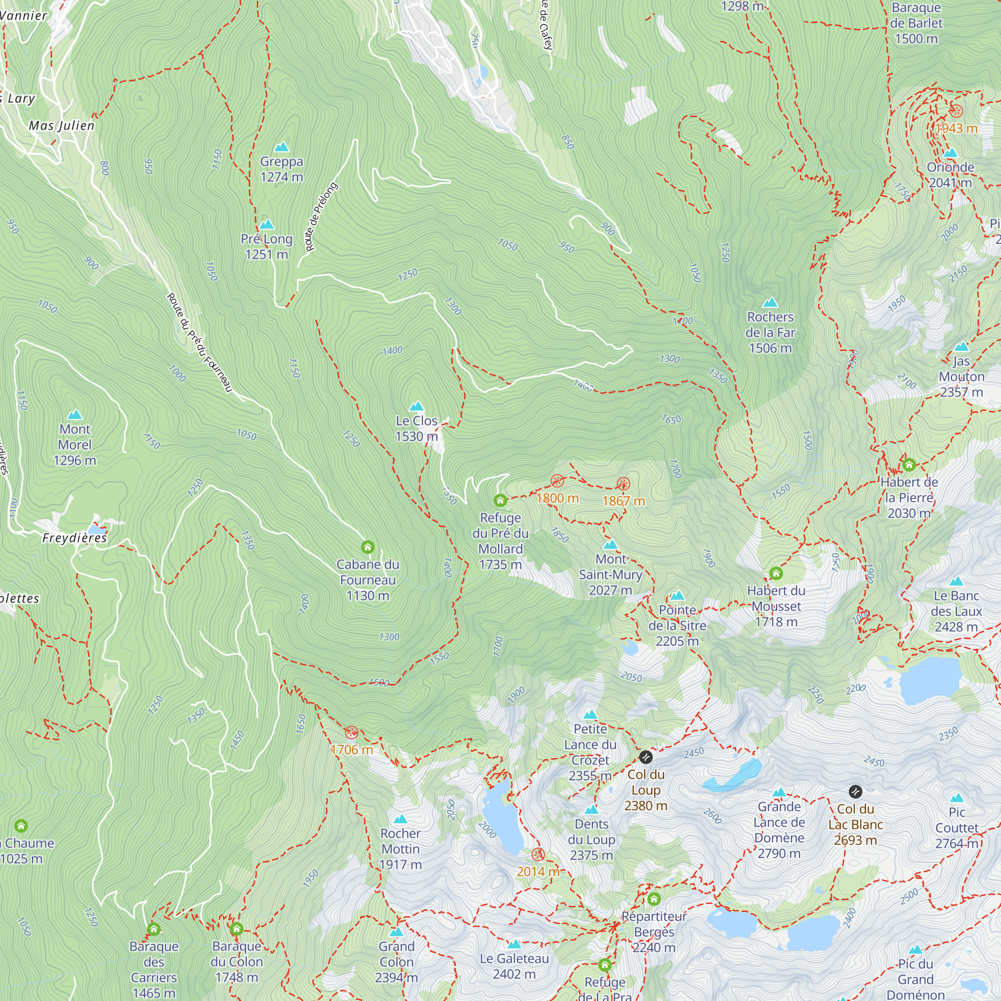 Refuge du Pré du Mollard map