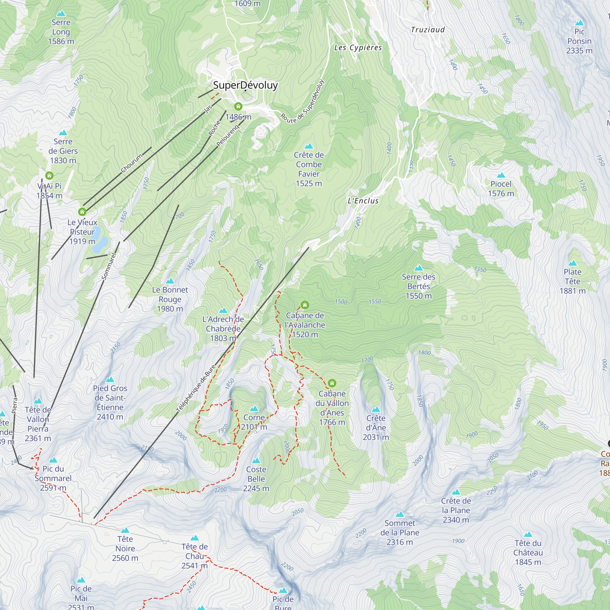 Cabane de l'Avalanche map