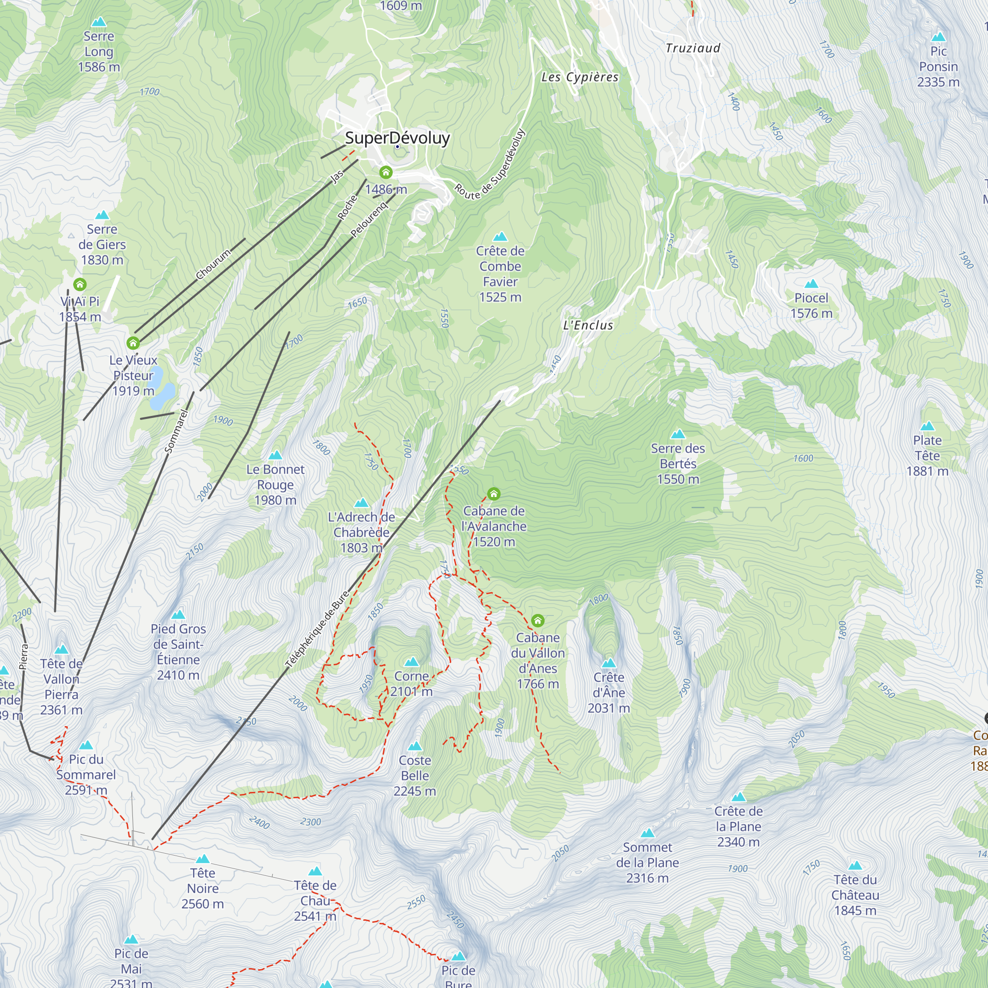 Cabane de l'Avalanche map