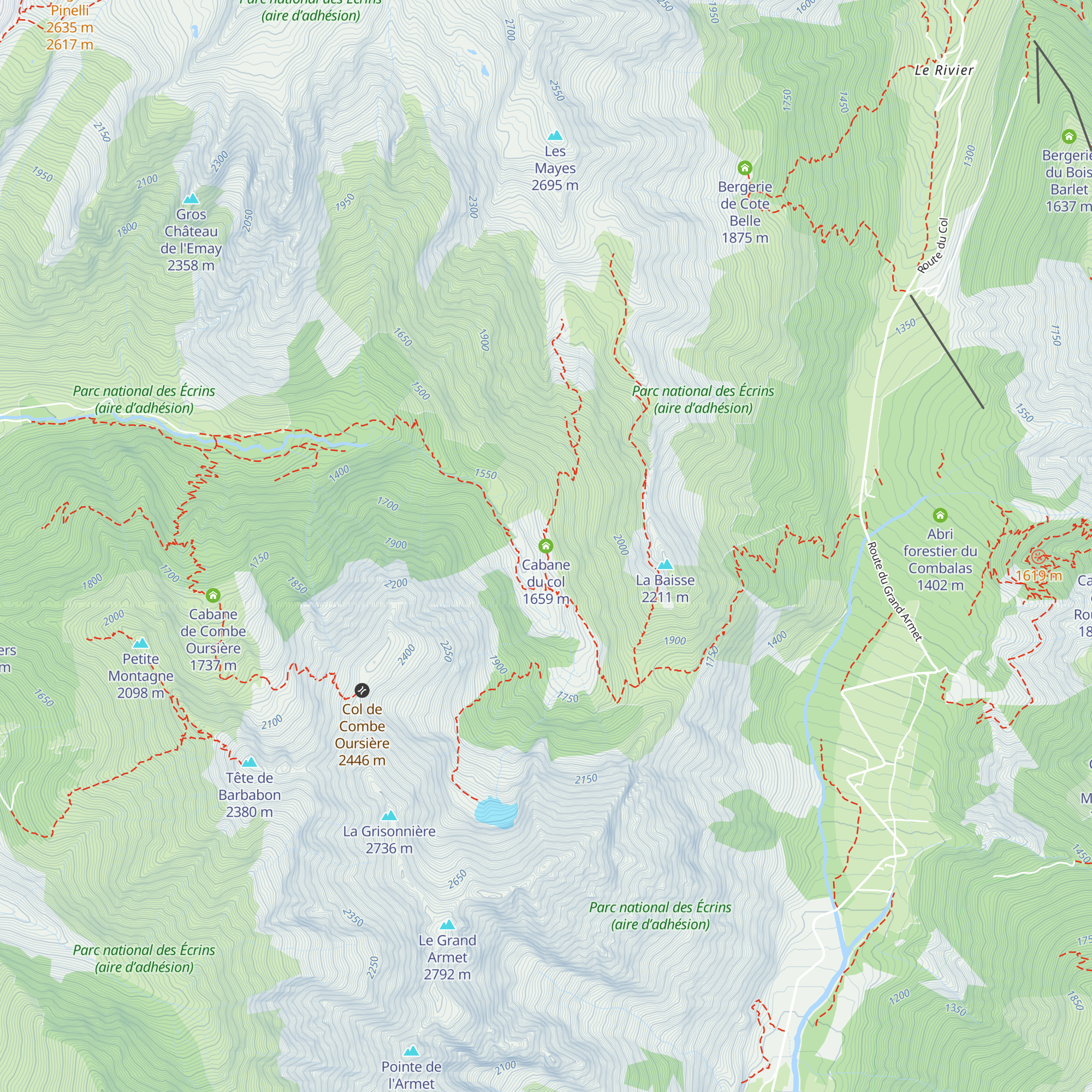 Cabane du col map