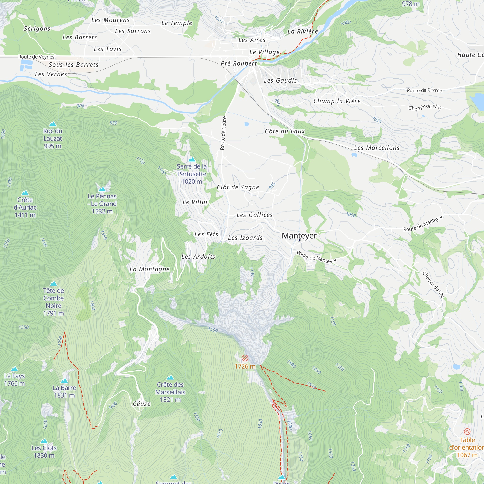 Gîte les Izoards map