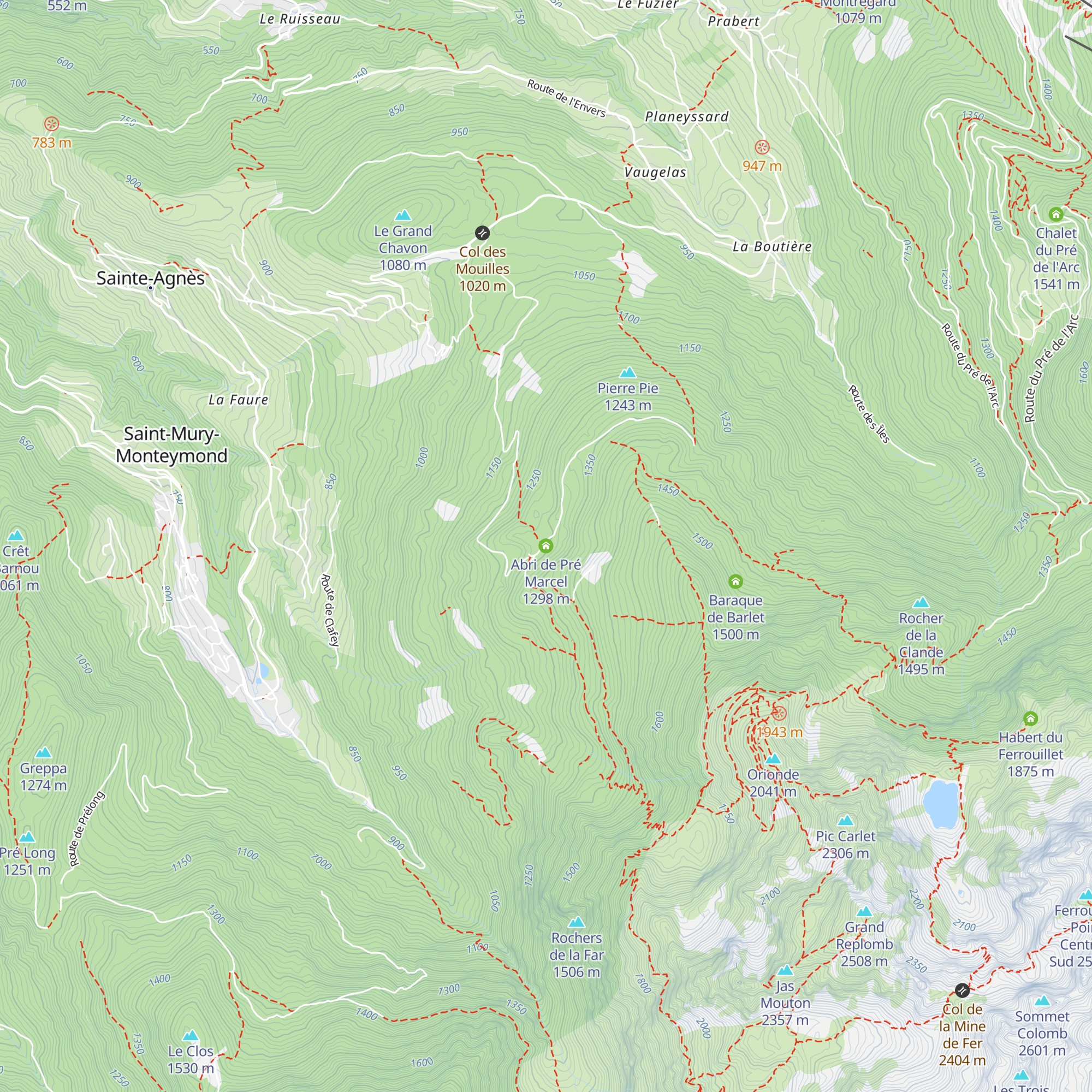 Abri de Pré Marcel map