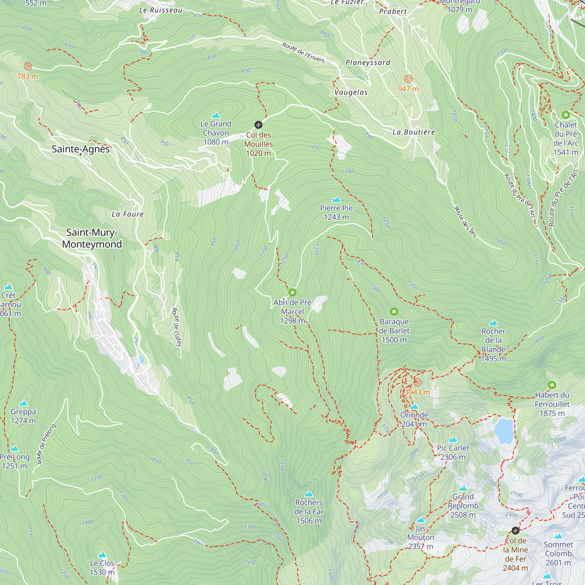 Abri de Pré Marcel map