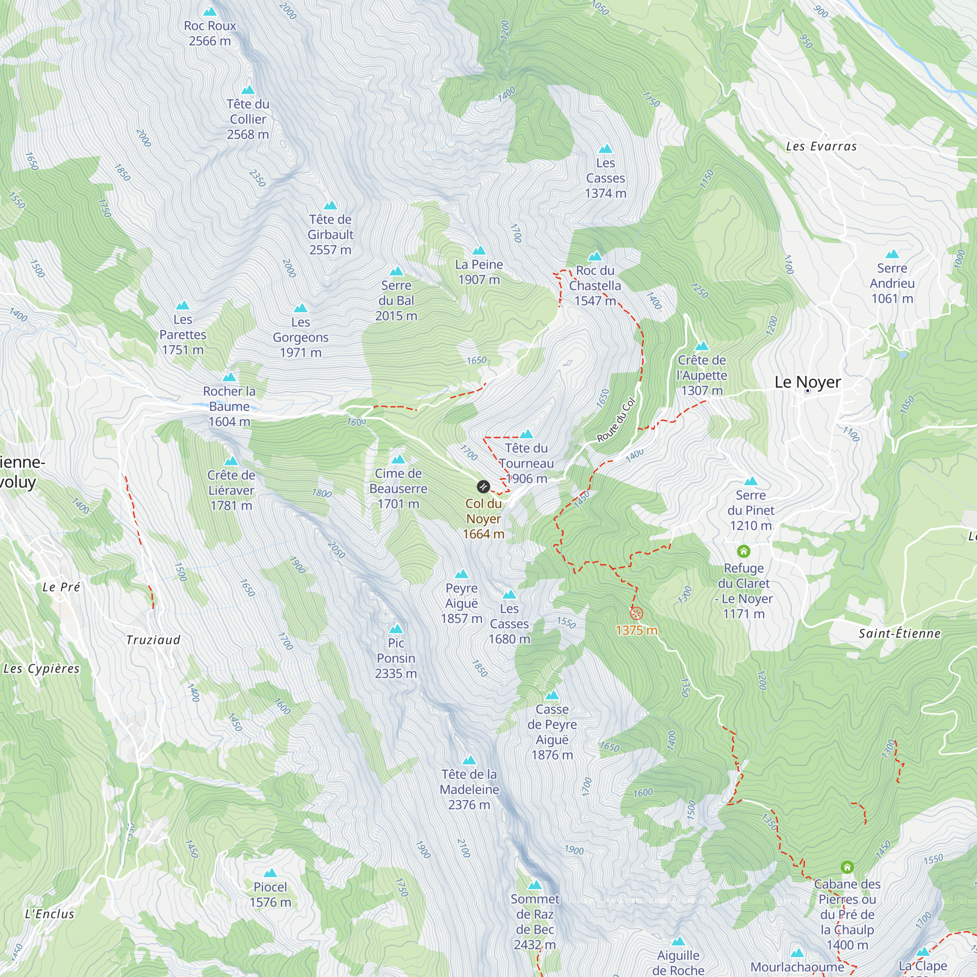 Refuge du Col du Noyer map