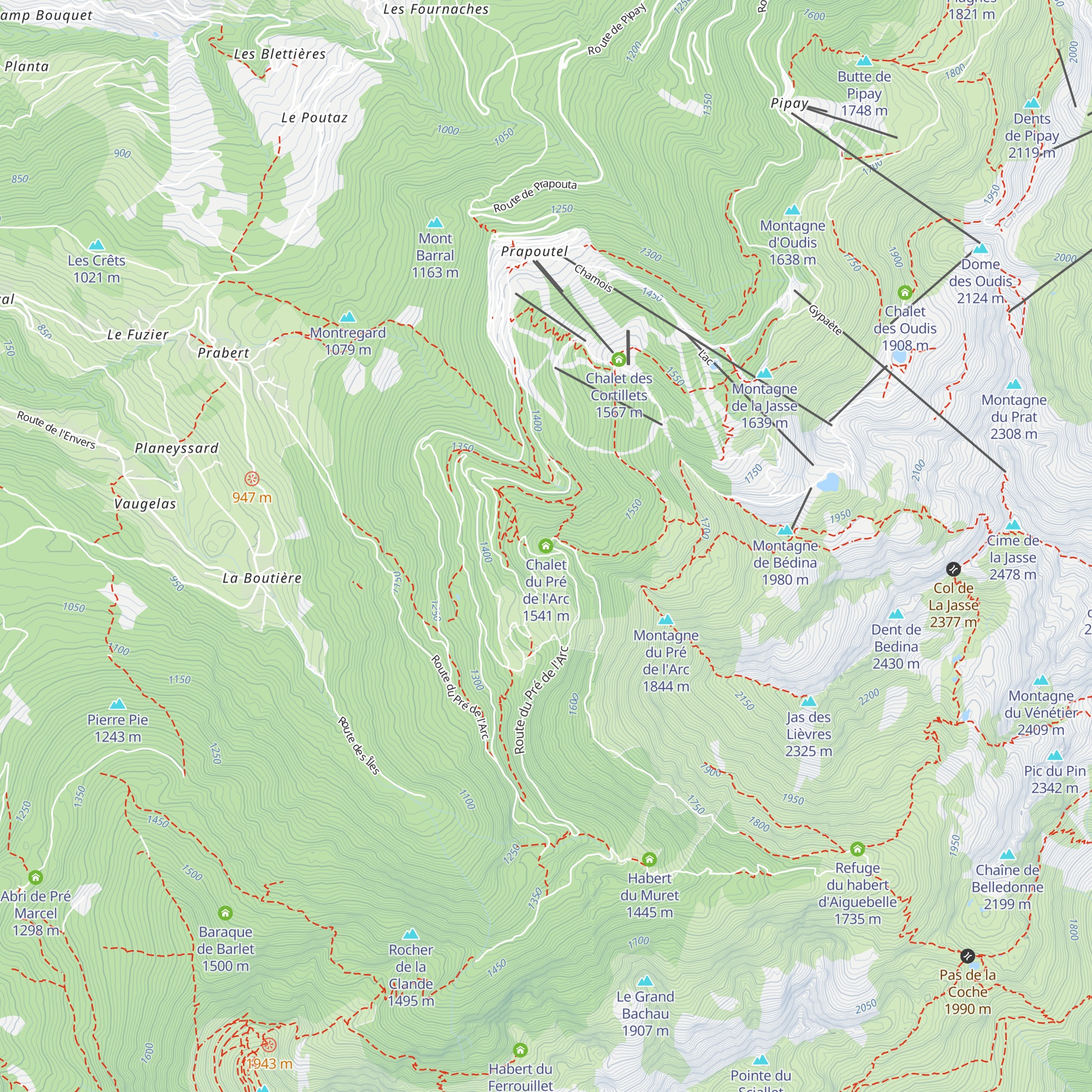 Chalet du Pré de l'Arc map