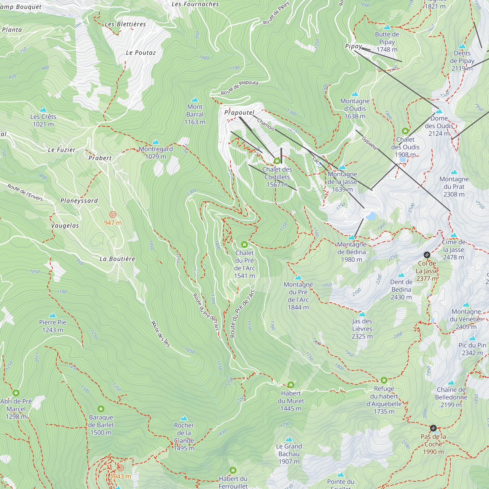 Chalet du Pré de l'Arc map