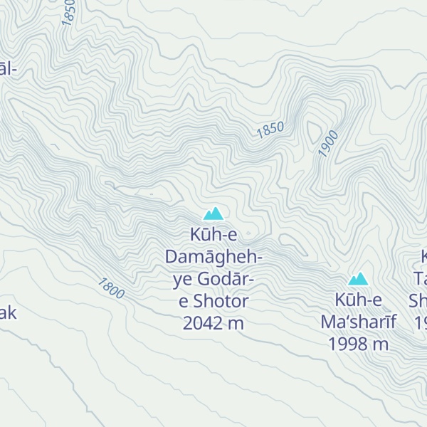 Map of Kūh-e Damāgheh-ye Godār-e Shotor