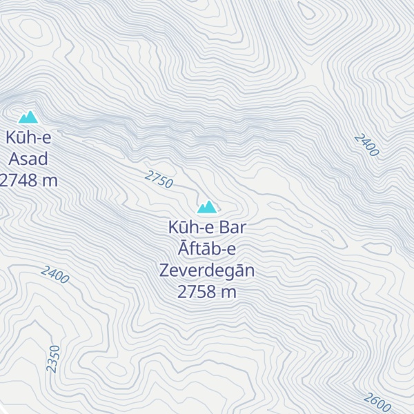 Map of Kūh-e Bar Āftāb-e Zeverdegān