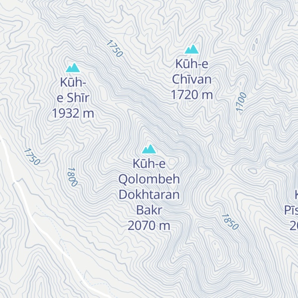 Map of Kūh-e Qolombeh Dokhtaran Bakr