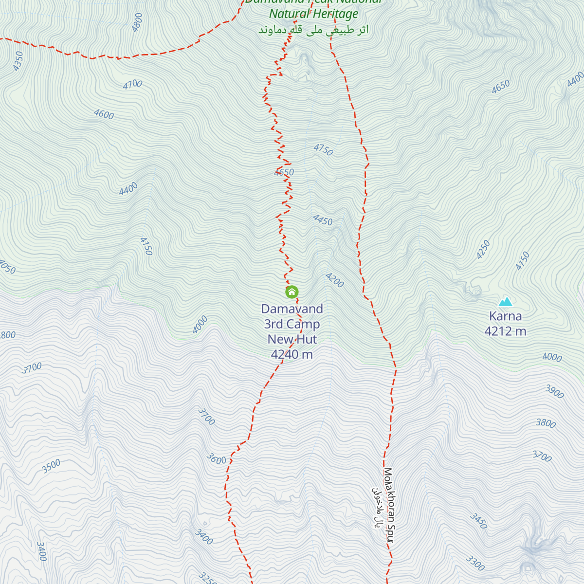 Damavand 3rd Camp New Hut map