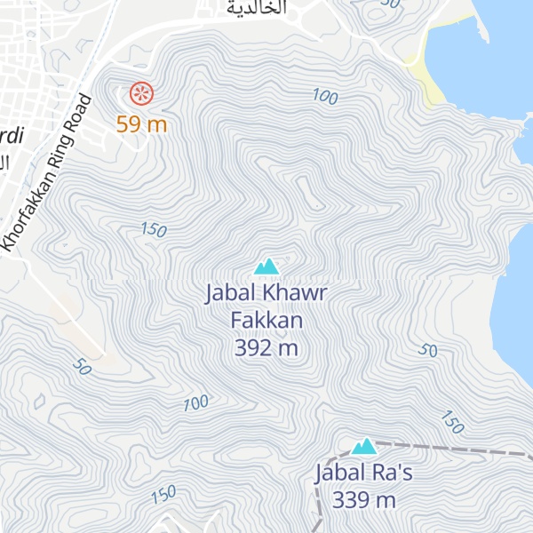 Map of Jabal Khawr Fakkan