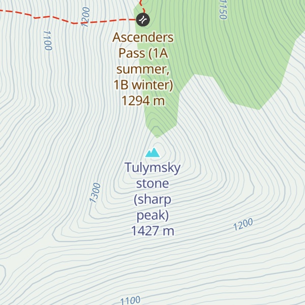 Map of Tulymsky stone (sharp peak)