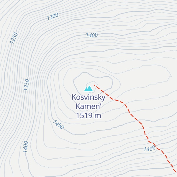 Map of Kosvinsky Kamen'