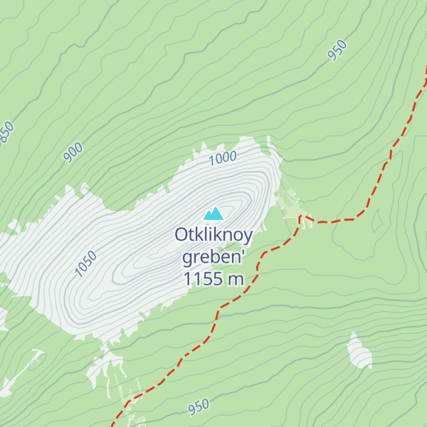 Map of Otkliknoy greben'