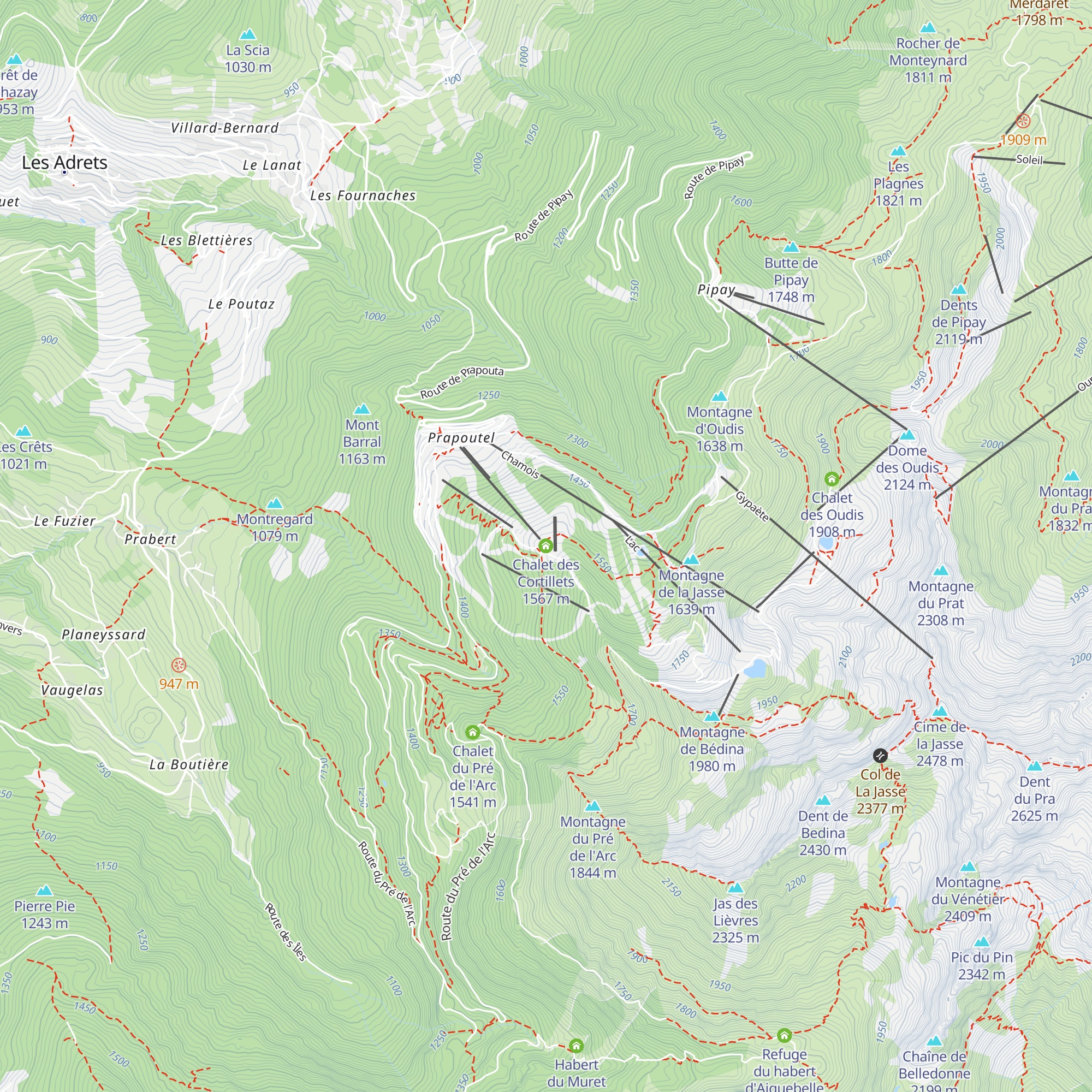 Chalet des Cortillets map