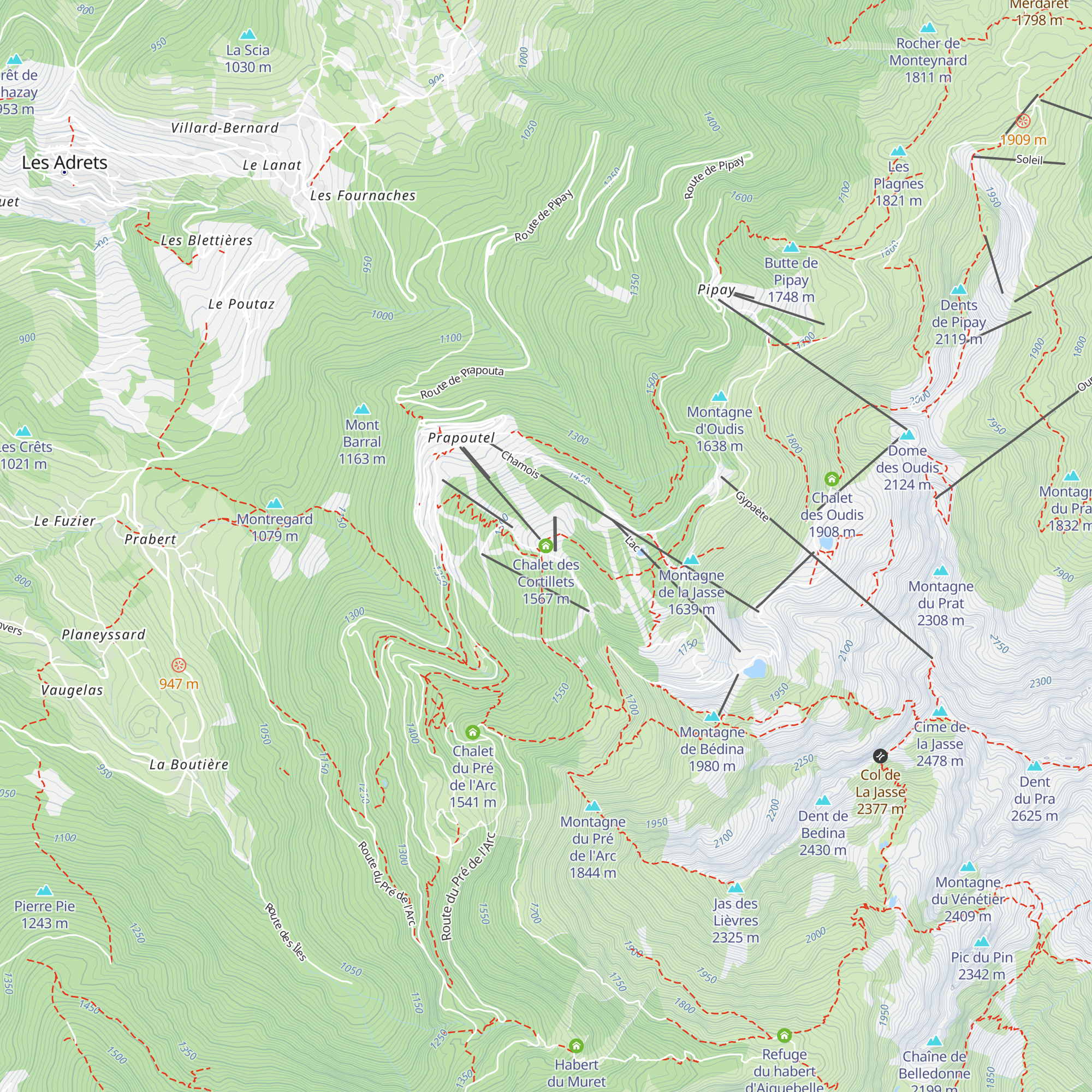 Chalet des Cortillets map