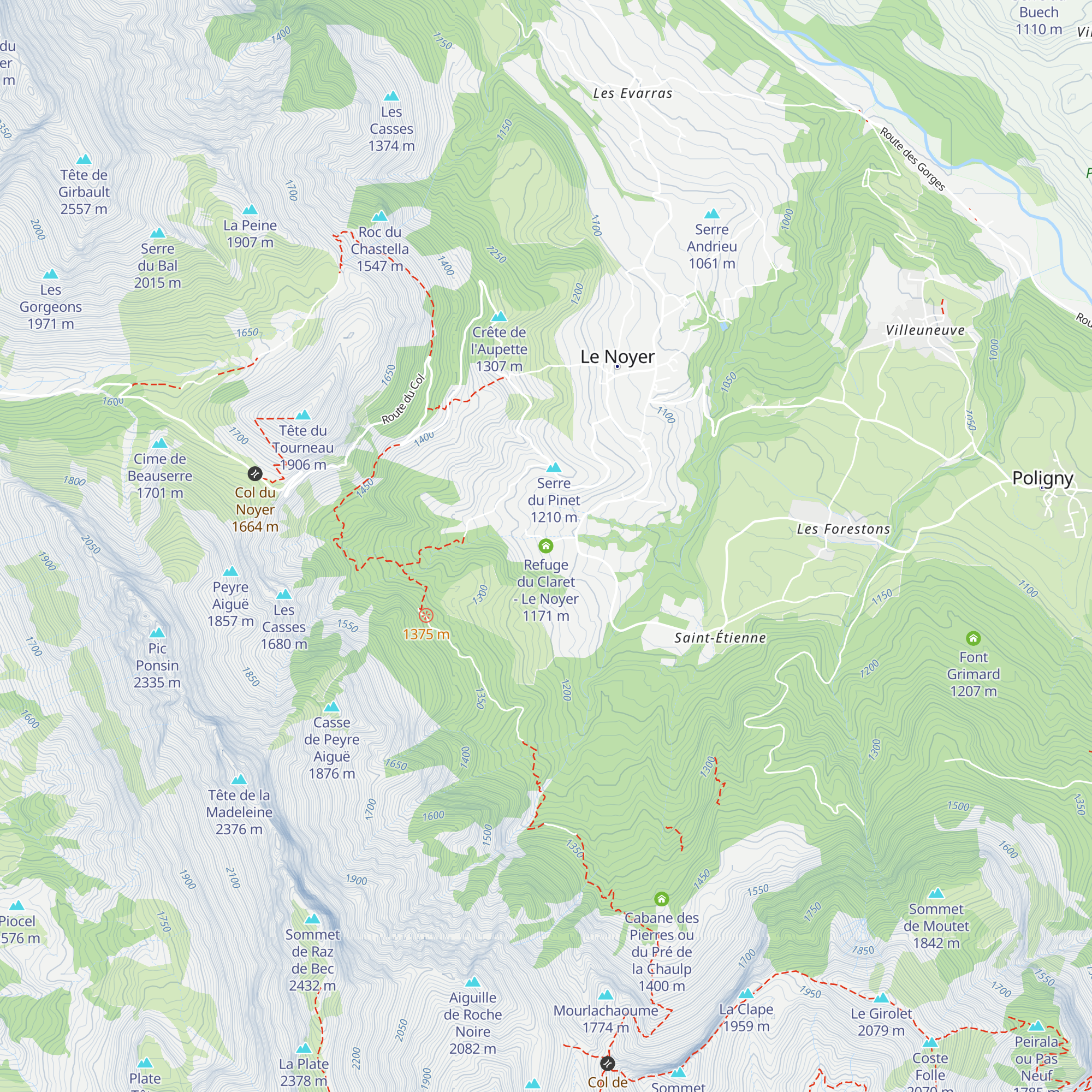 Refuge du Claret - Le Noyer map