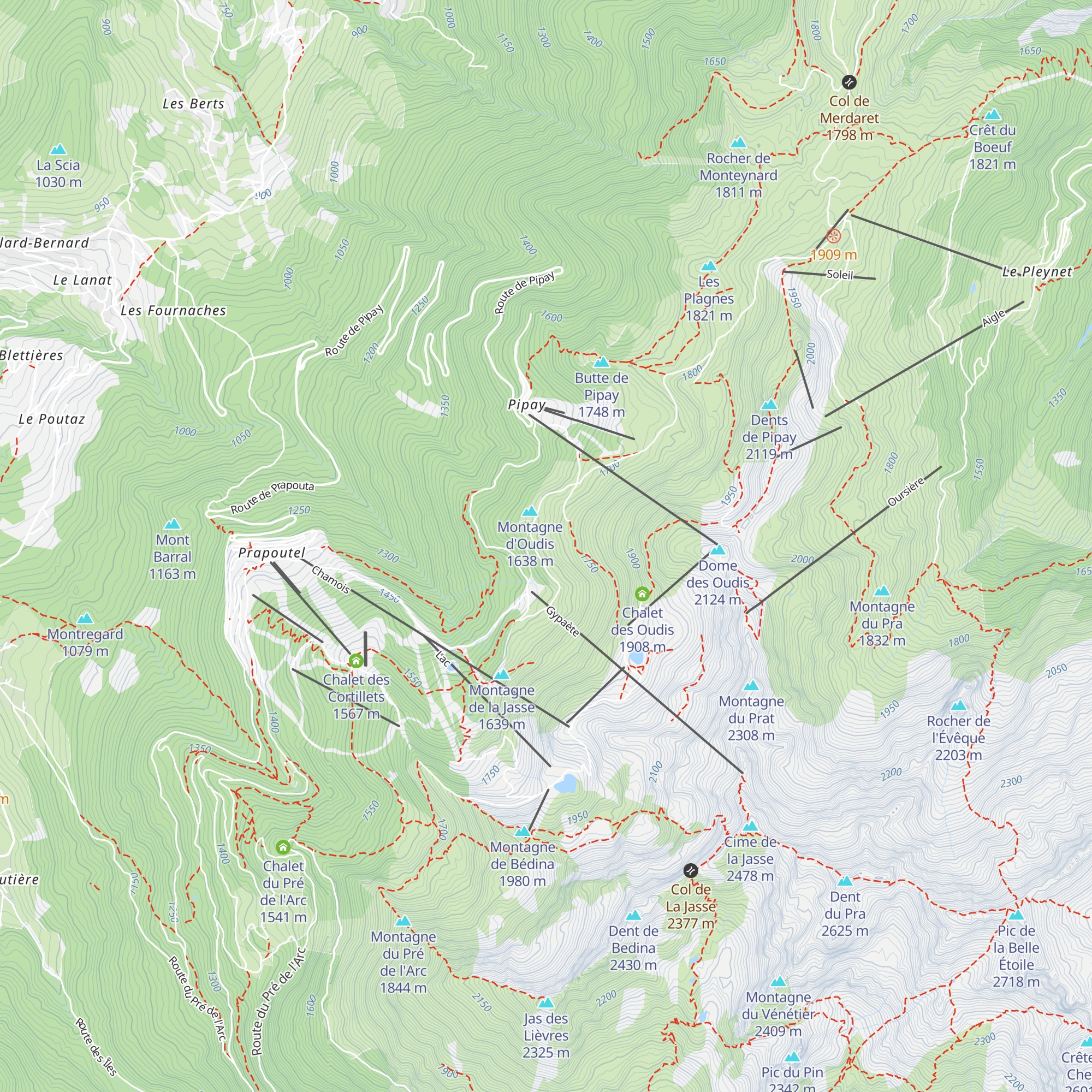 Chalet Privé Oudis Dessous map