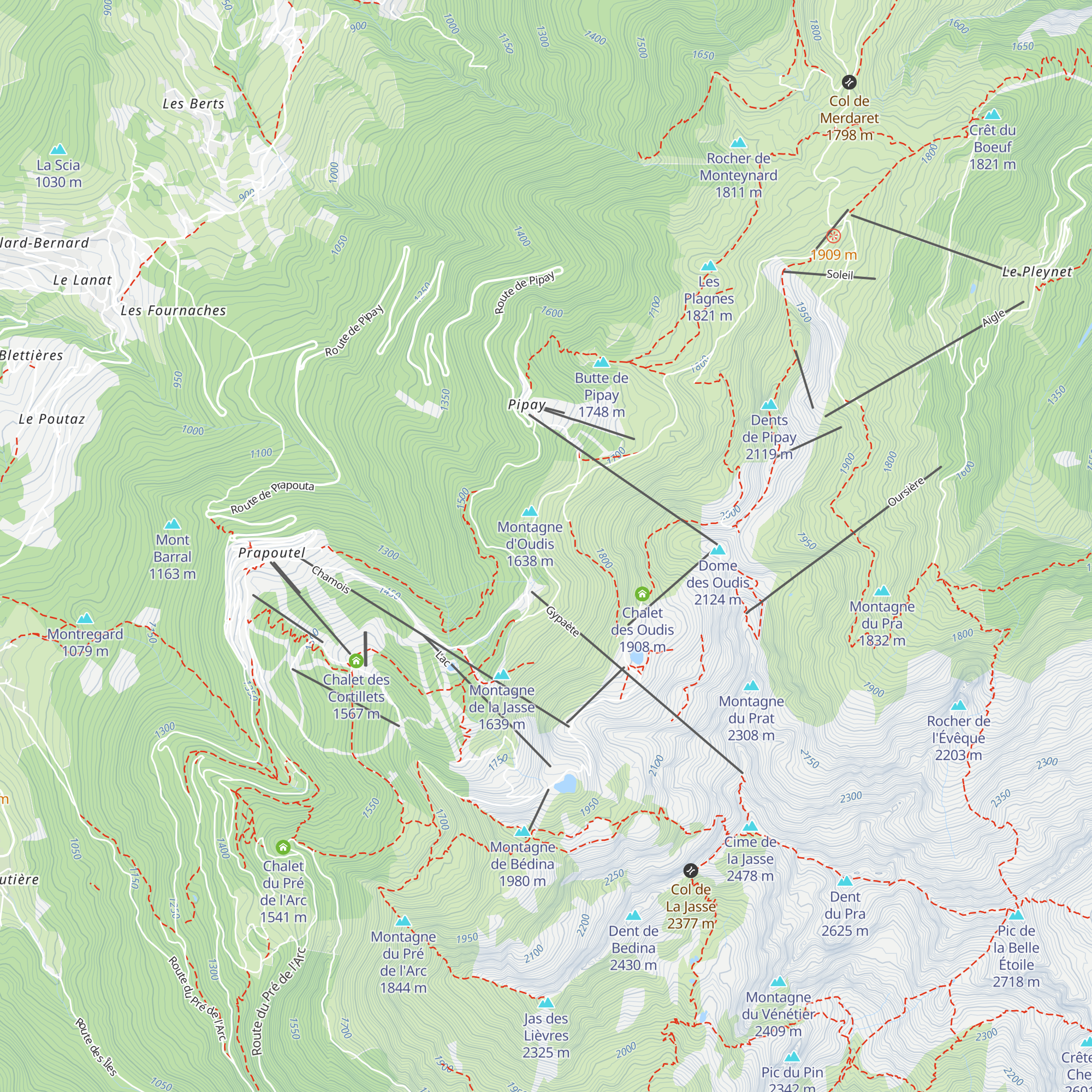 Chalet Privé Oudis Dessous map