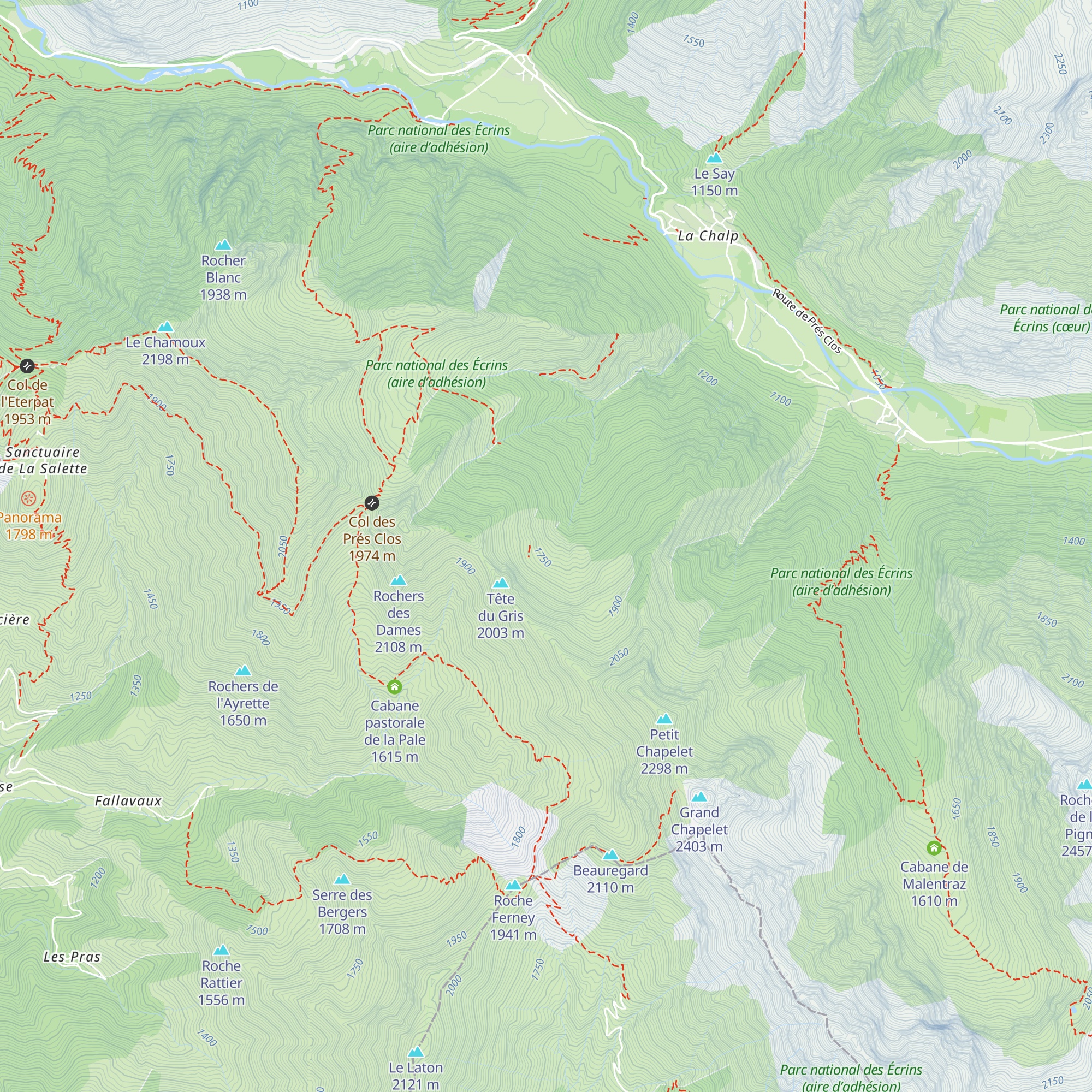 Cabane des Pleynets map