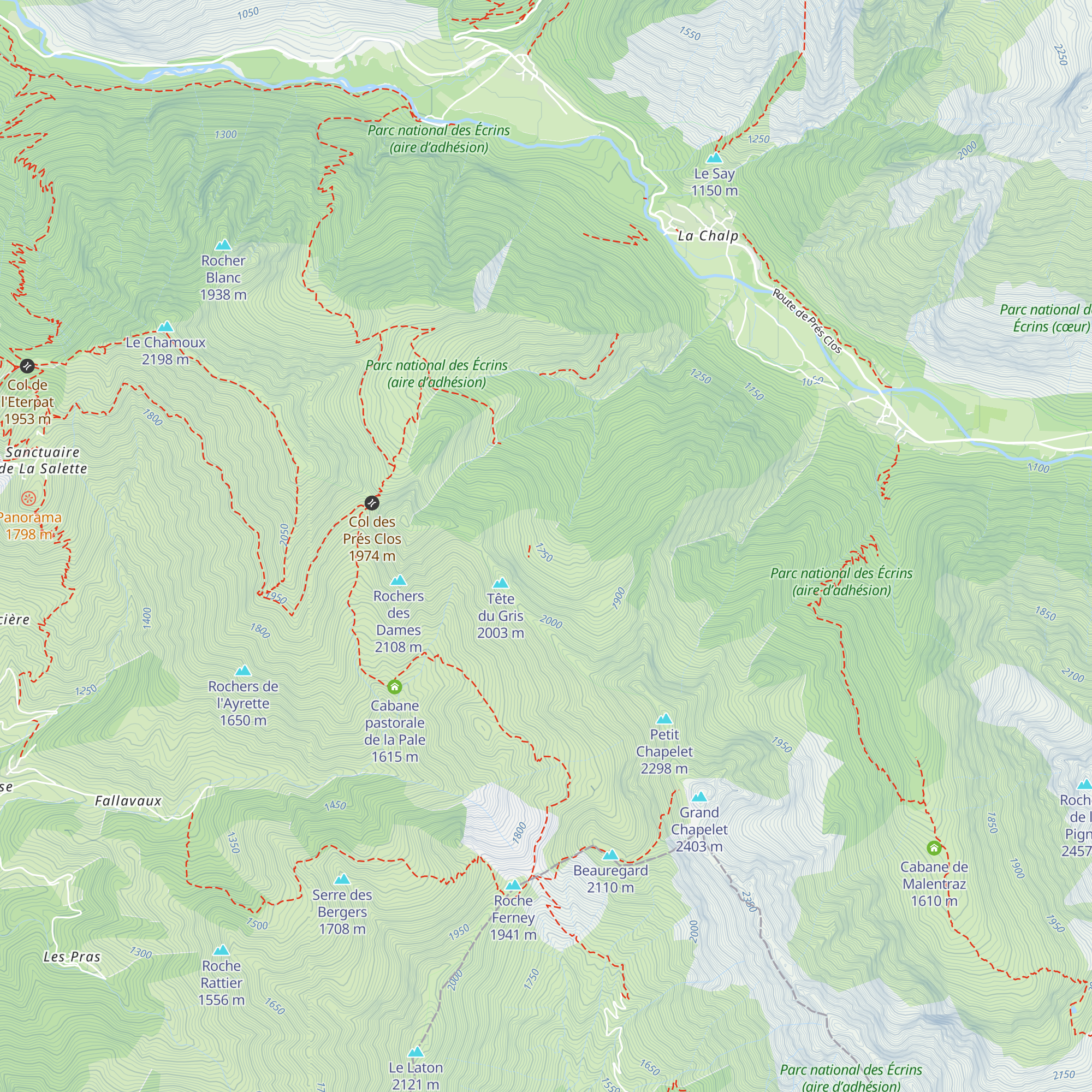 Cabane des Pleynets map