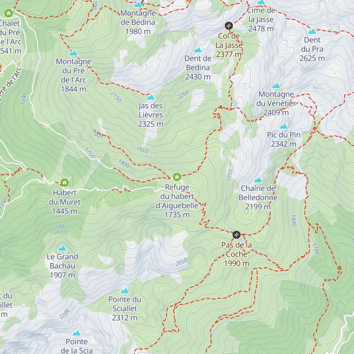 Refuge du habert d'Aiguebelle map
