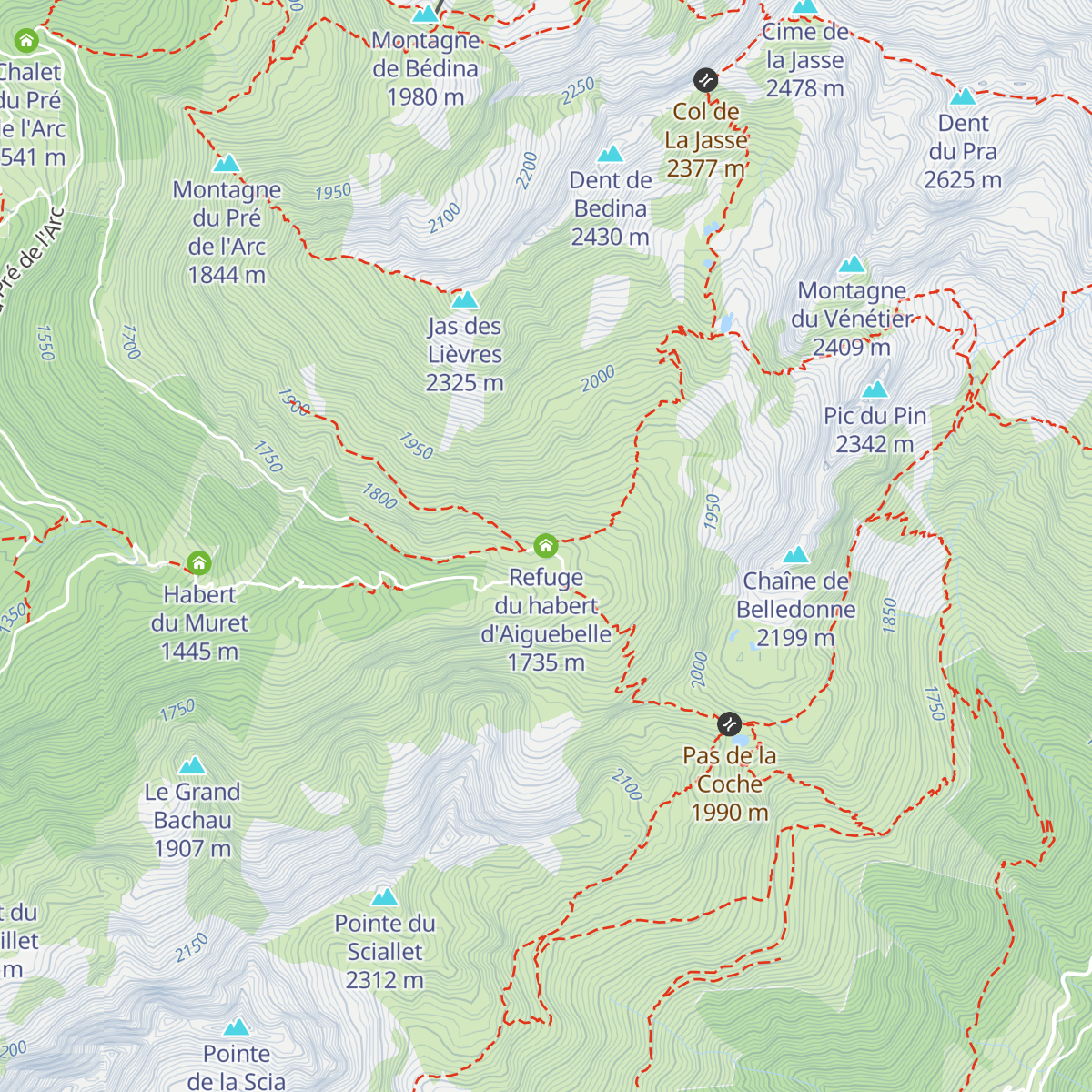 Refuge du habert d'Aiguebelle map