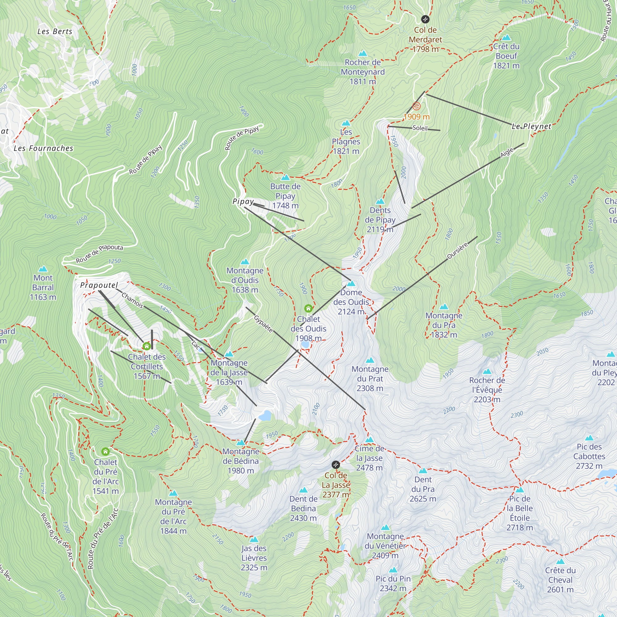 Chalet des Oudis map
