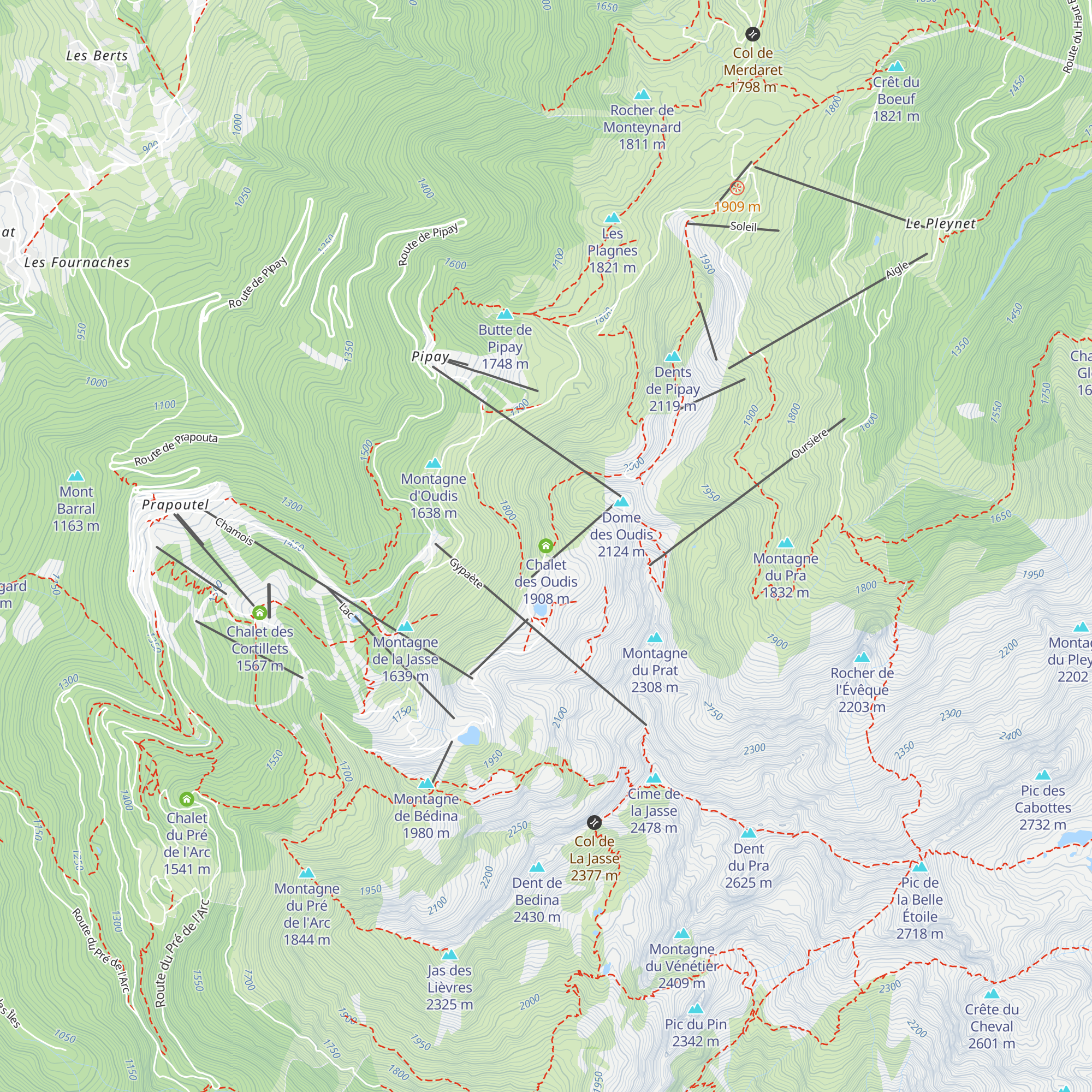 Chalet des Oudis map