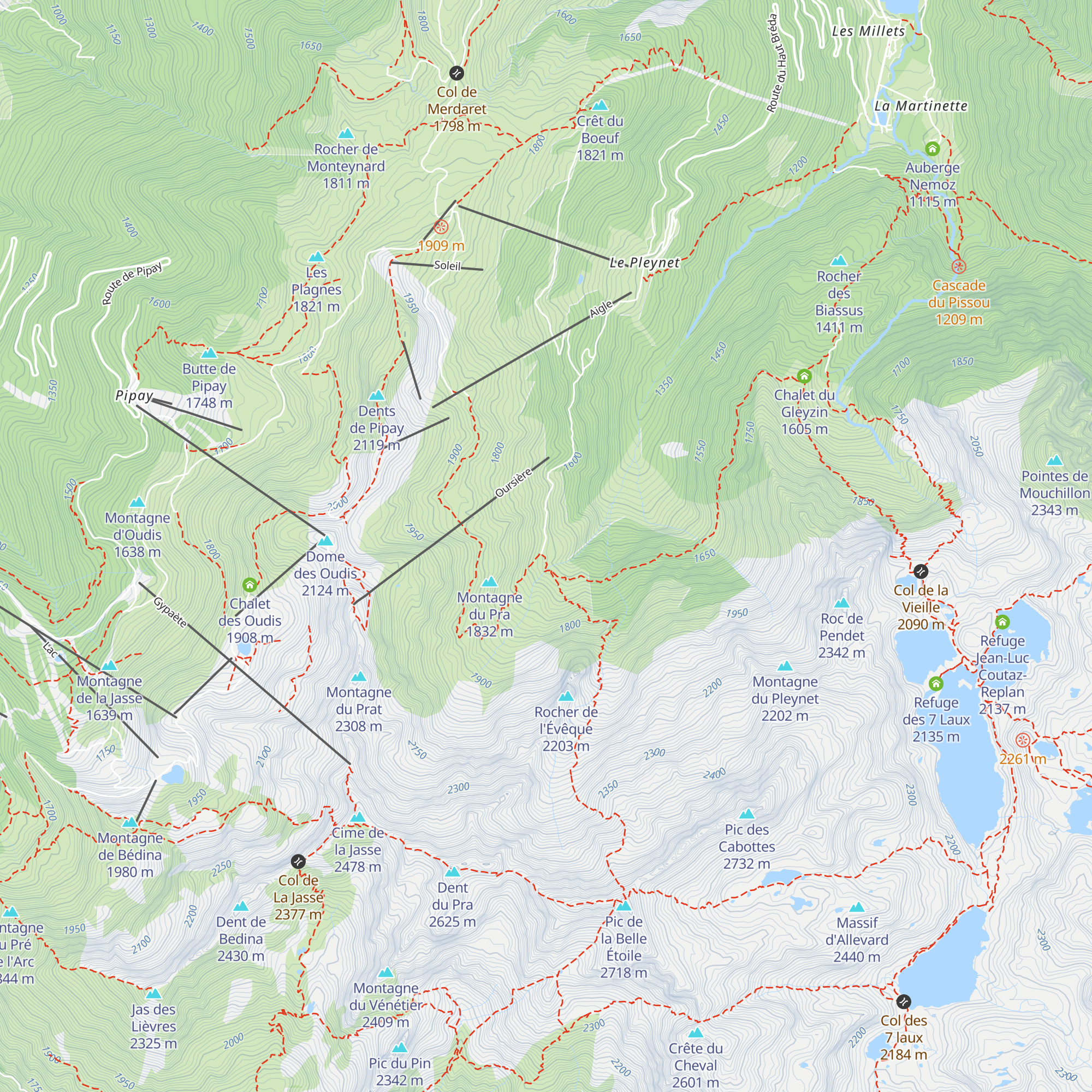 Chalet du Pra map