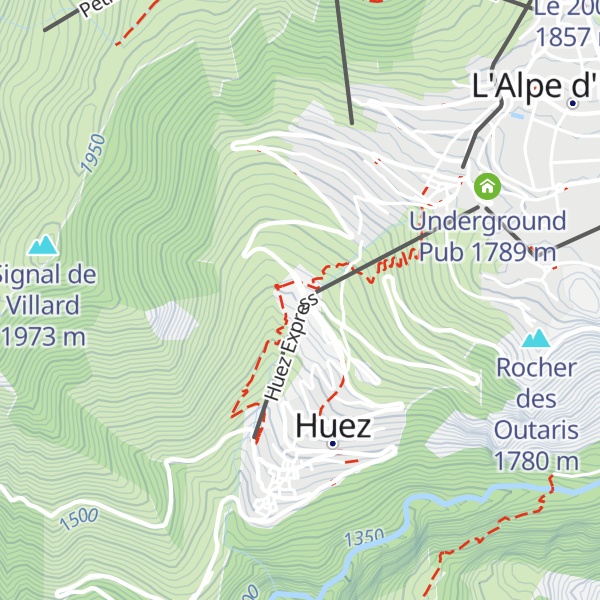 Map of Huez Express Gare technique