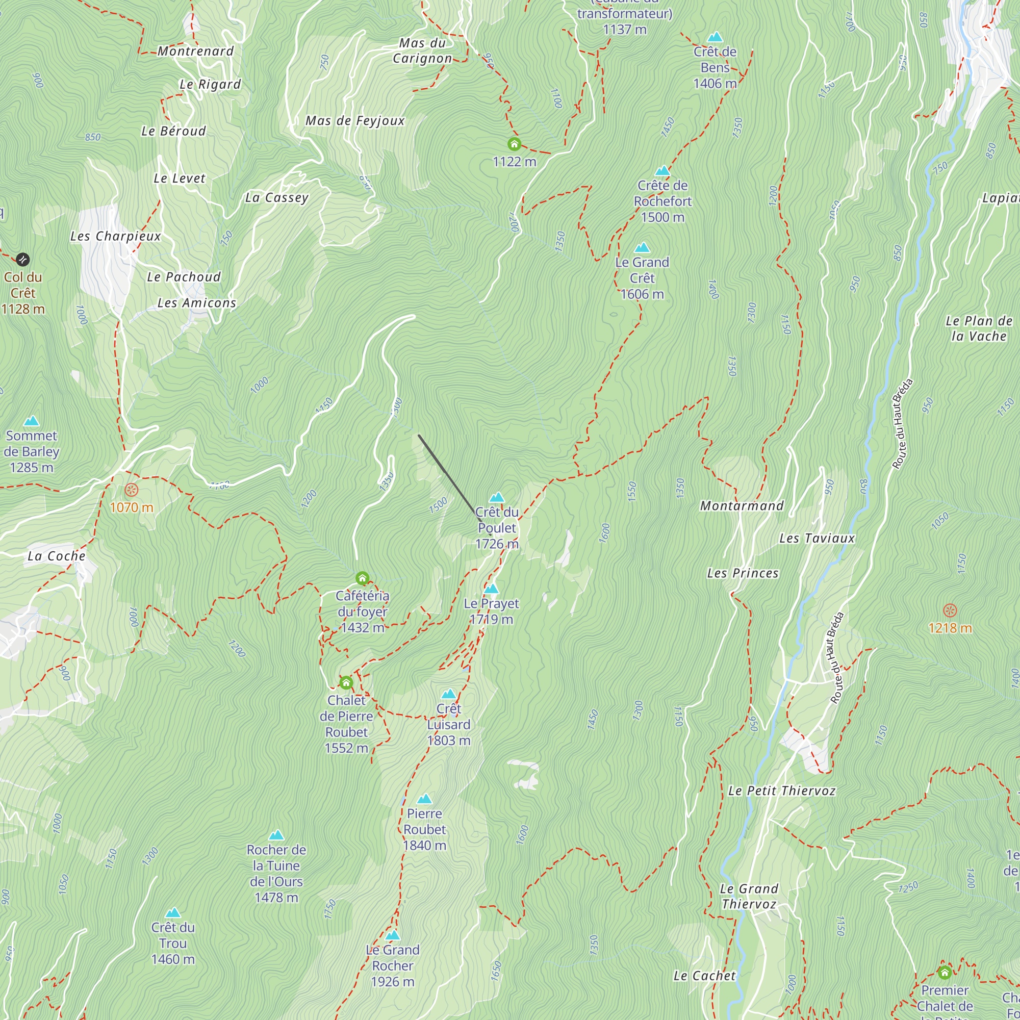 Refuge du Crêt du Poulet map