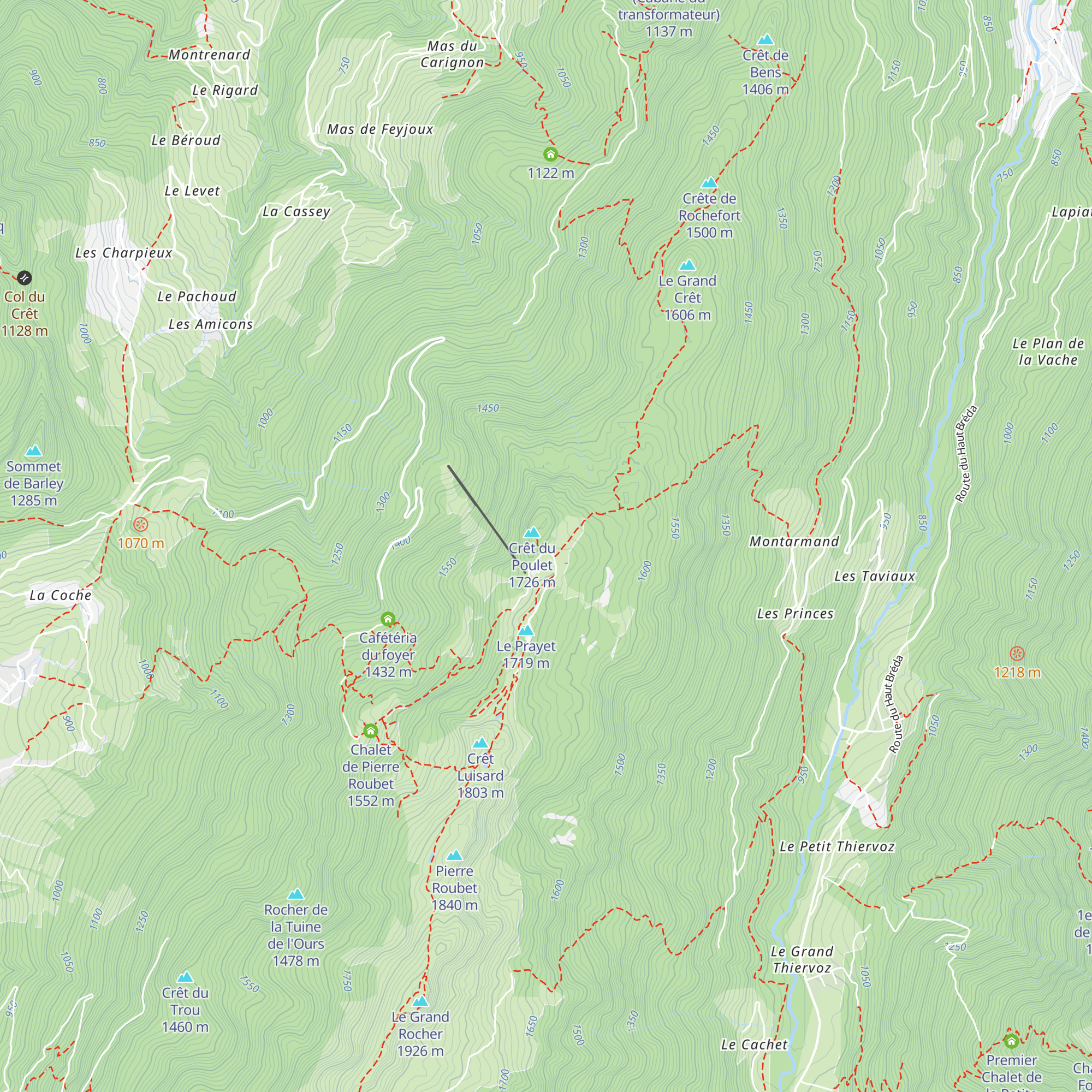 Refuge du Crêt du Poulet map
