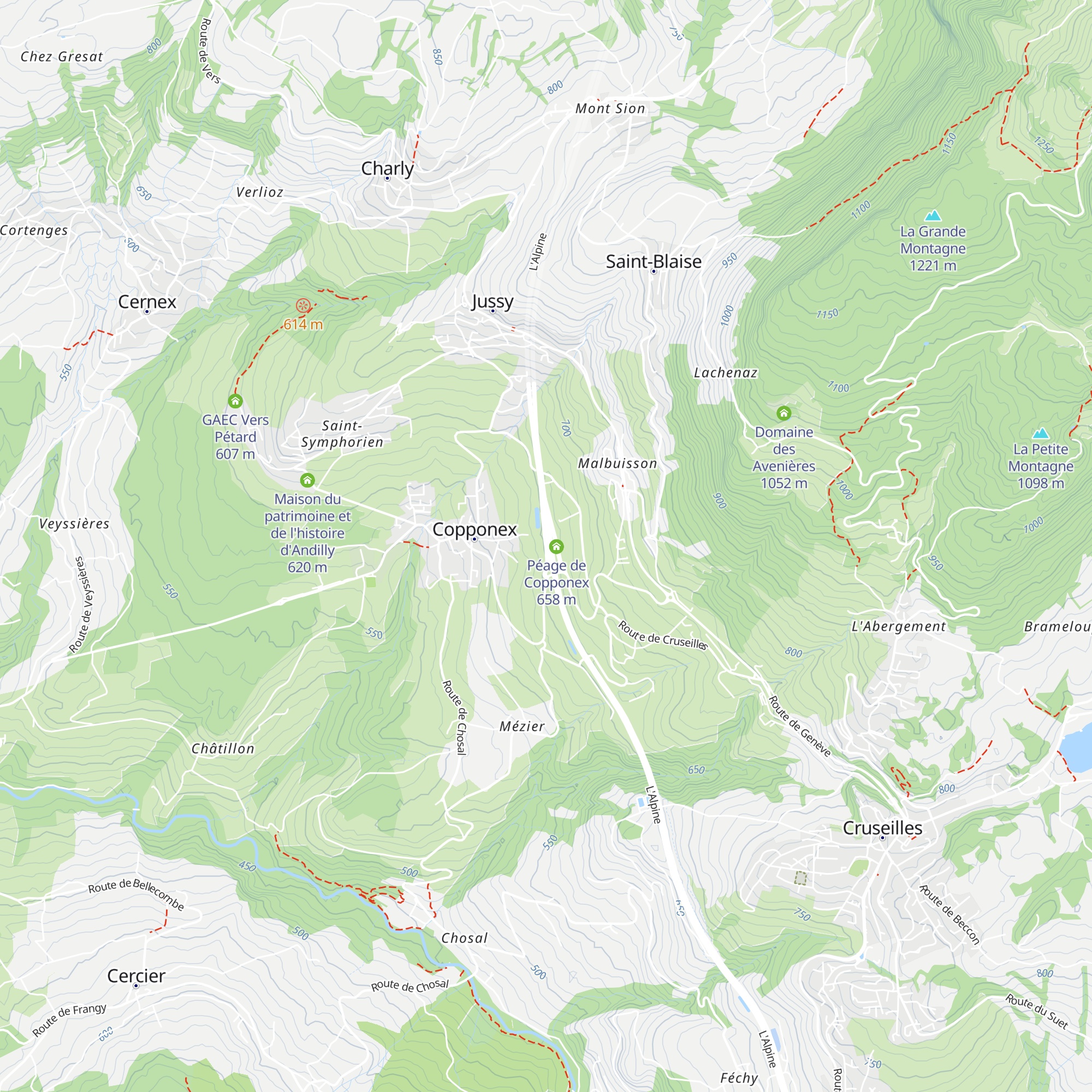 Péage de Copponex map