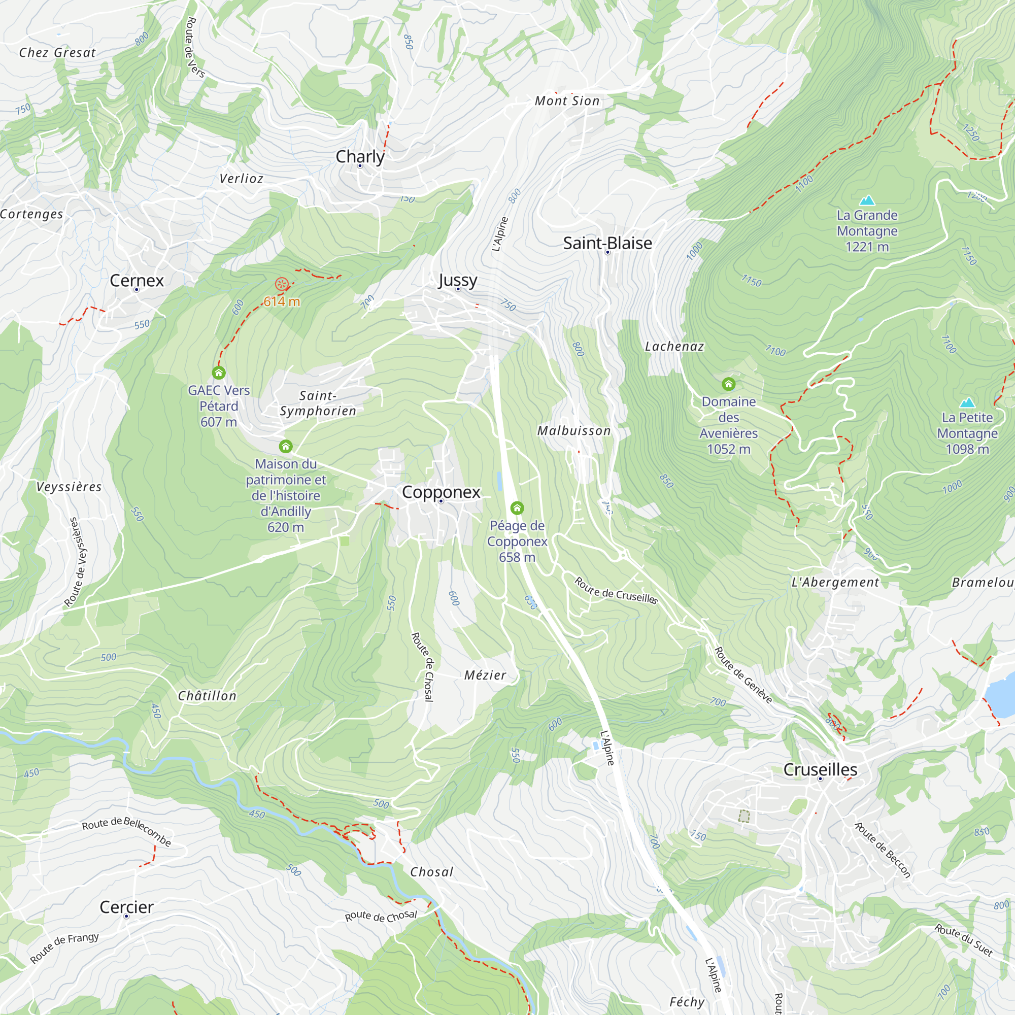 Péage de Copponex map