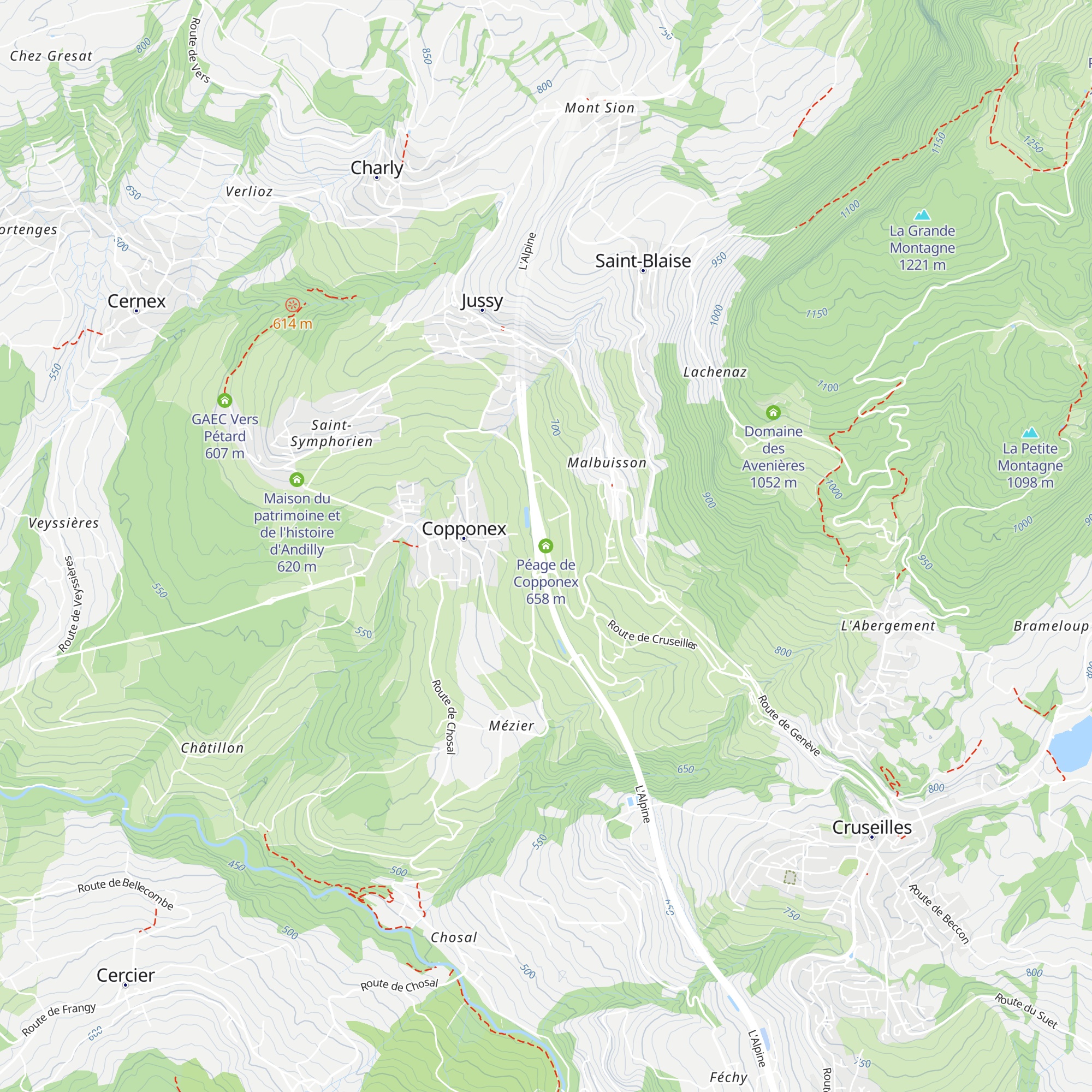 Péage de Copponex map