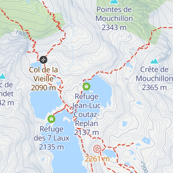 Map of Refuge Jean-Luc Coutaz-Replan