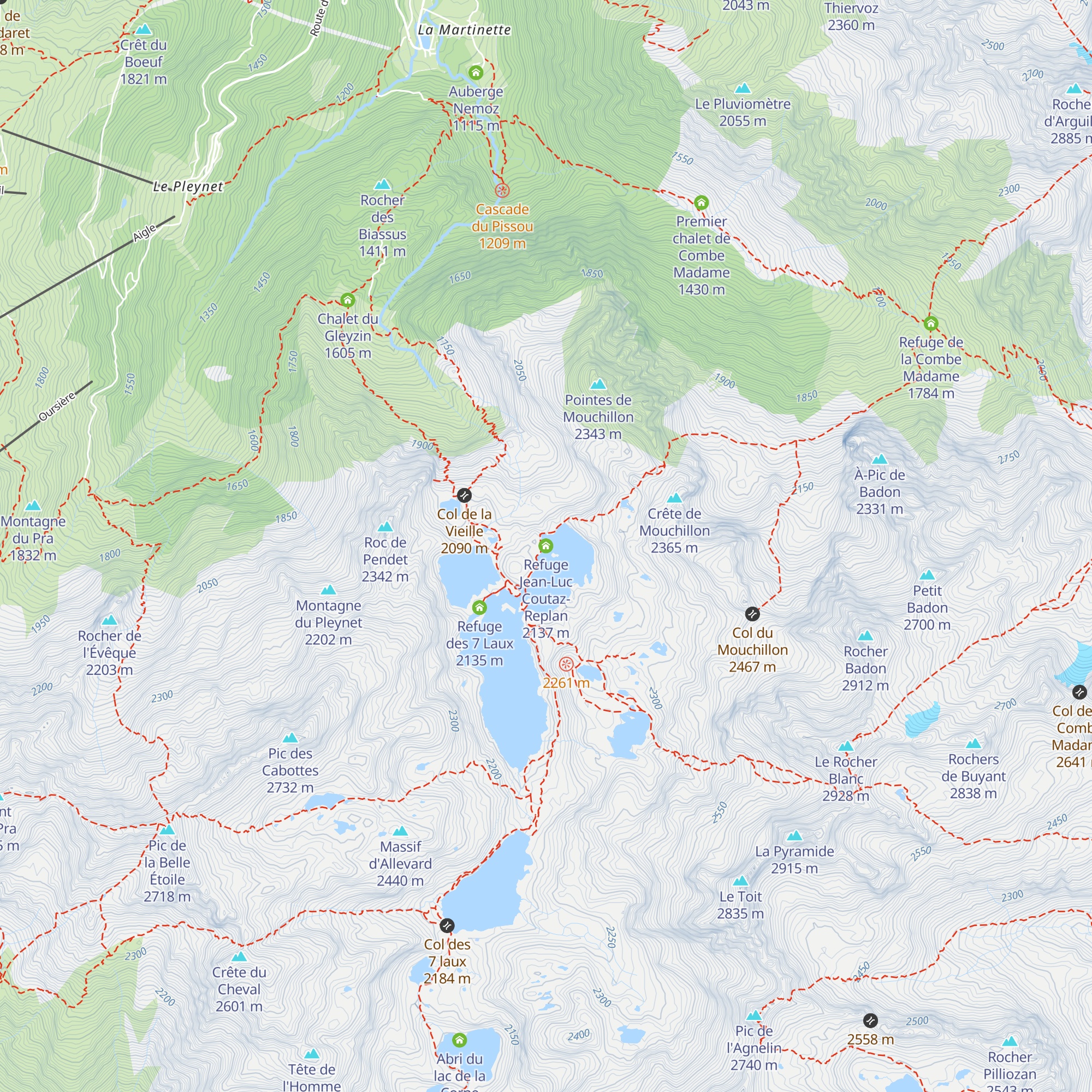 Refuge Jean-Luc Coutaz-Replan map