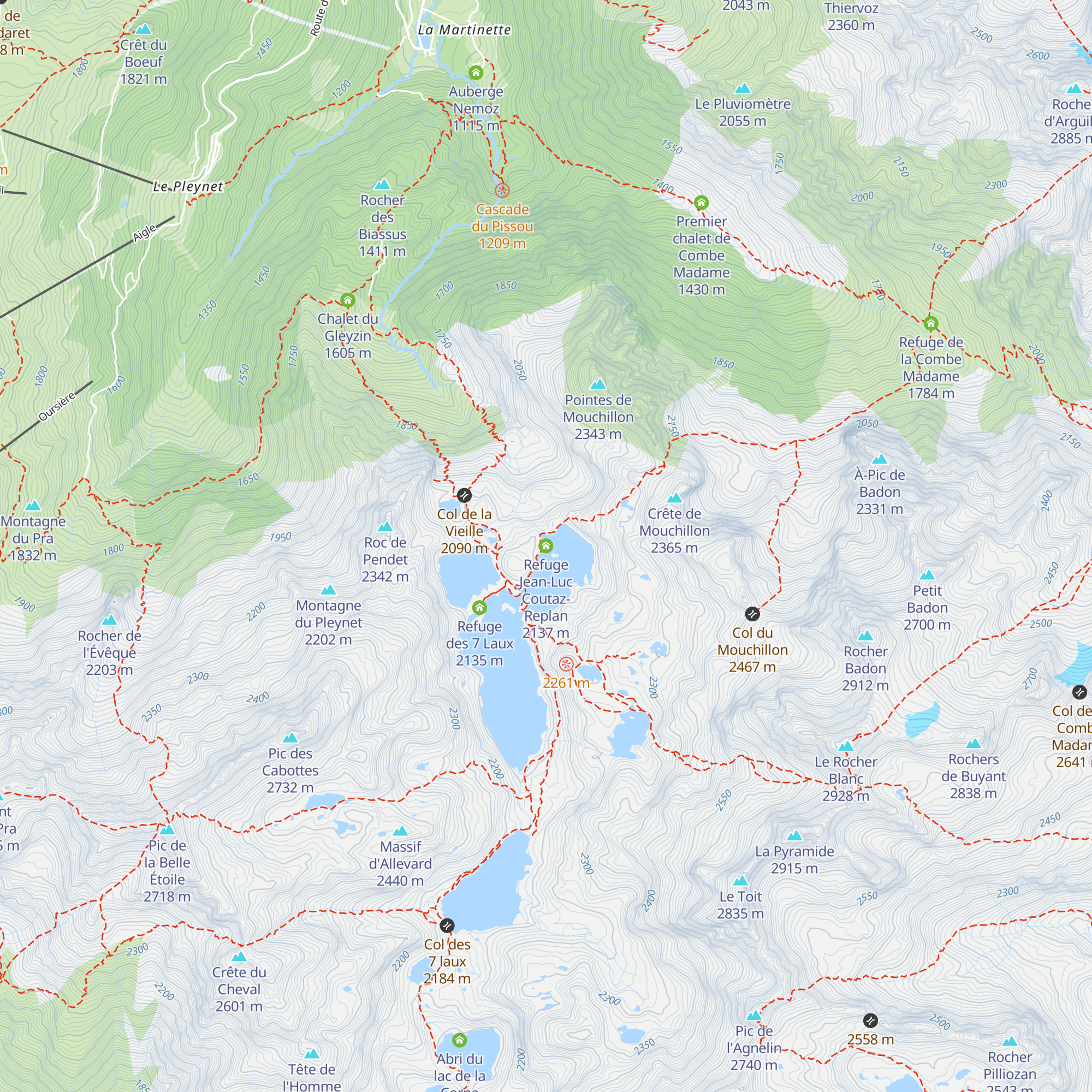 Refuge Jean-Luc Coutaz-Replan map