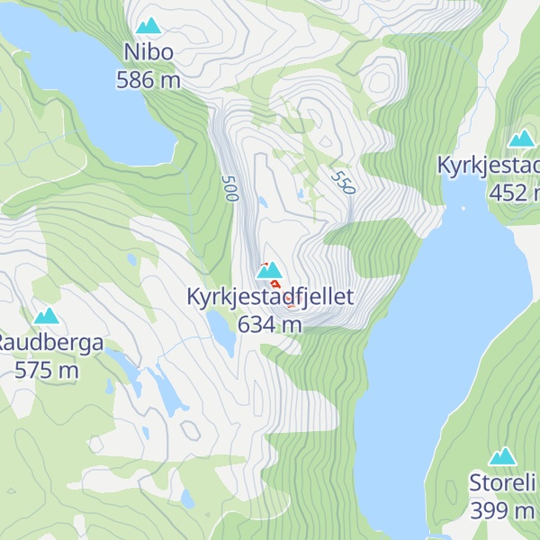 Map of Kyrkjestadfjellet