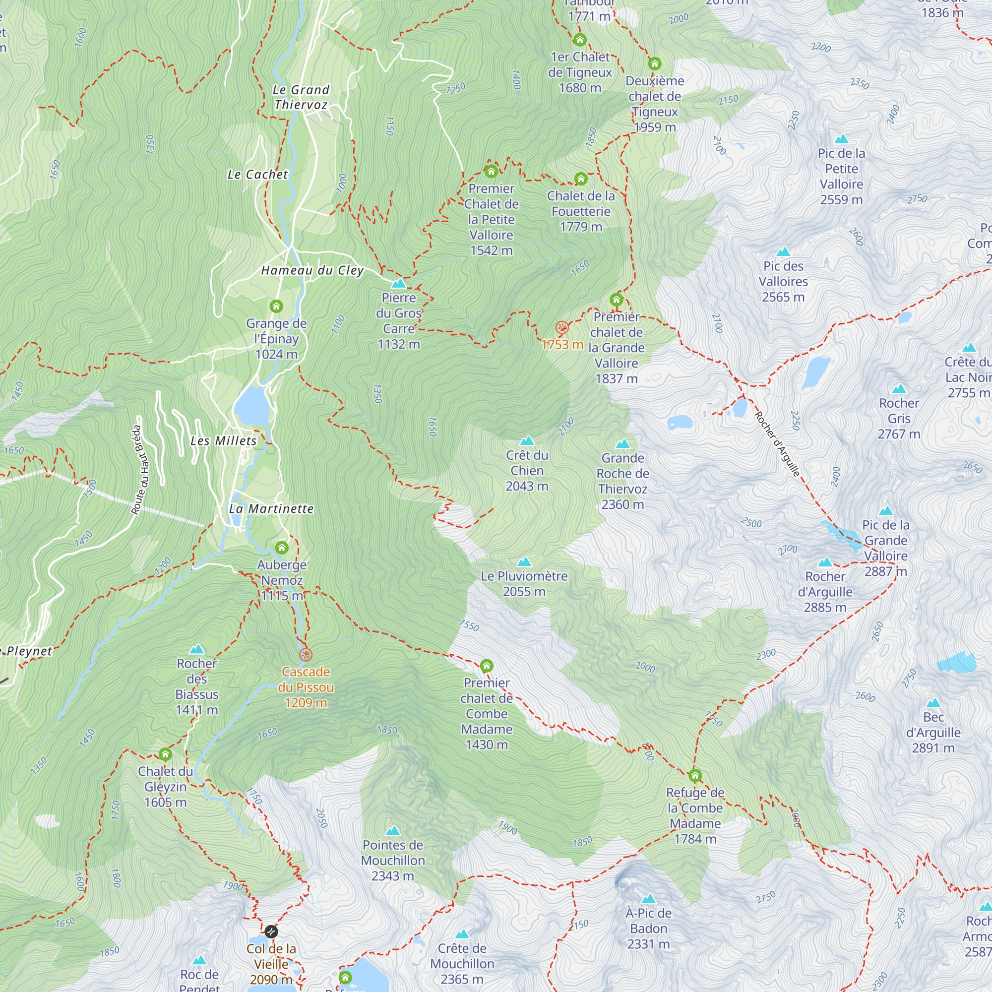 Chalet de l'Arpette map